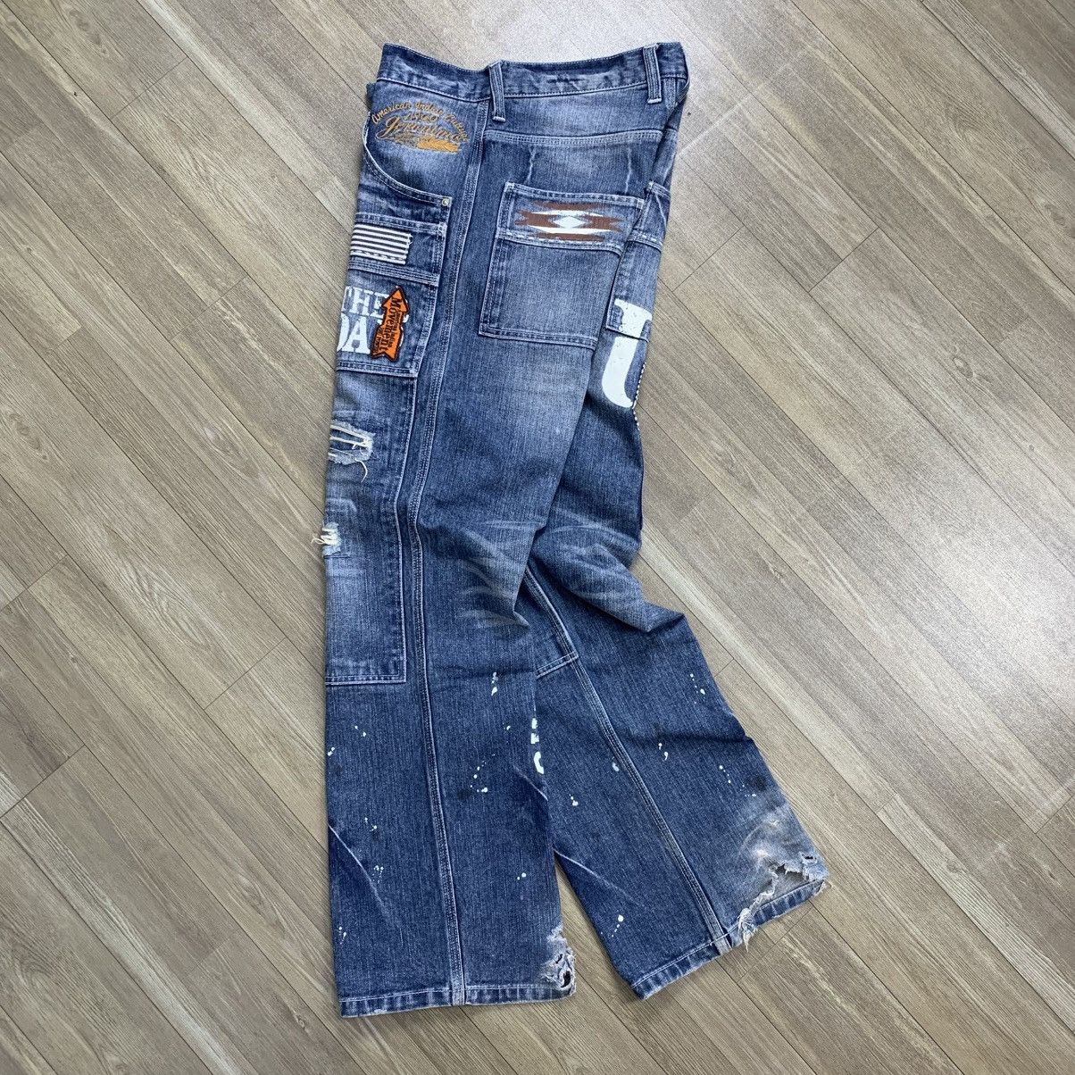 14th Addiction × If Six Was Nine × Japanese Brand Mind Of USA Patchwork Boro Distressed Double Knee Pants Size US 33 - 14 Thumbnail