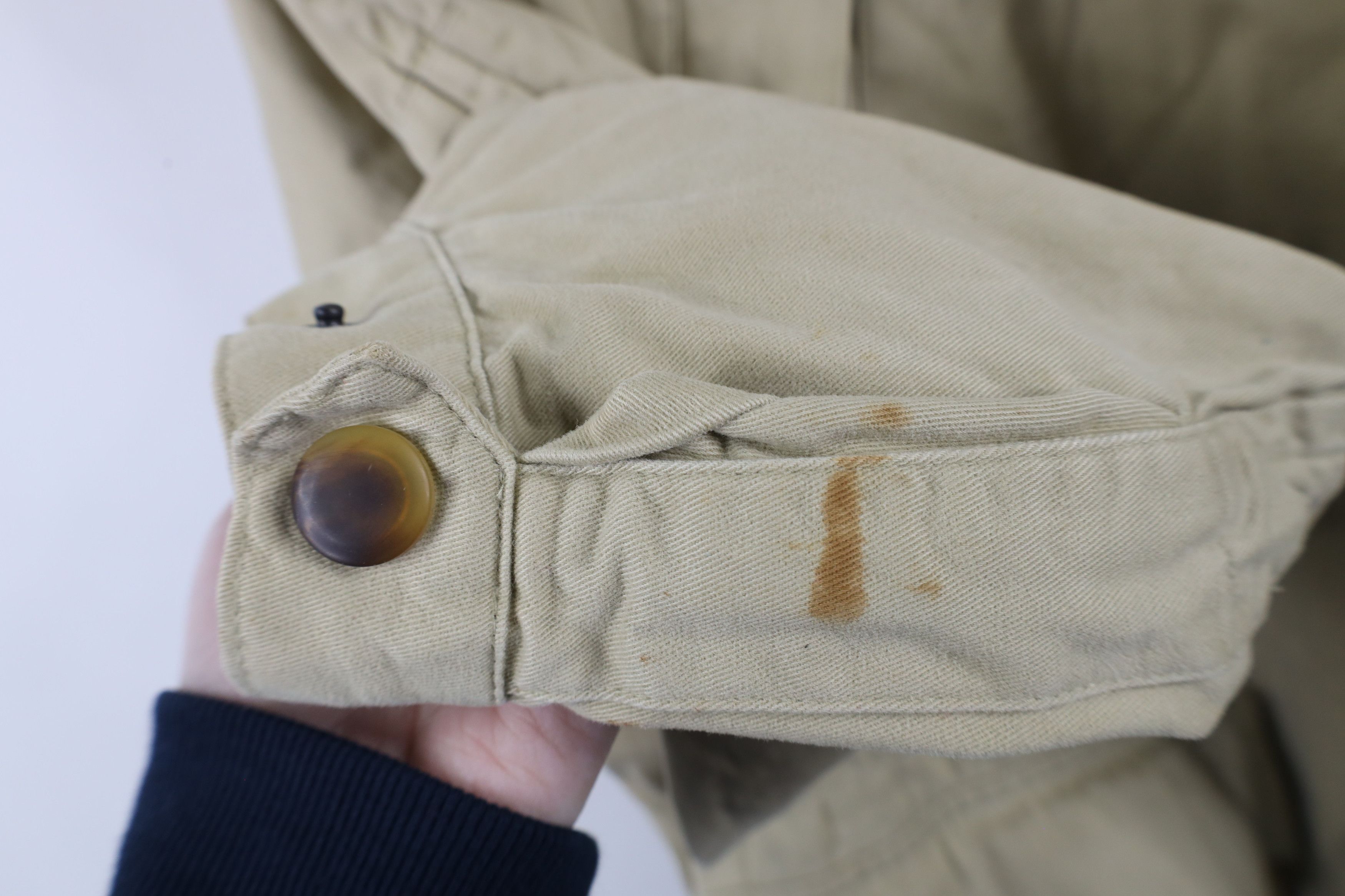 Nautica × Vintage Vintage 90s Nautica Leather Collar Chore Barn Jacket Beige Size US L / EU 52-54 / 3 - 9 Thumbnail