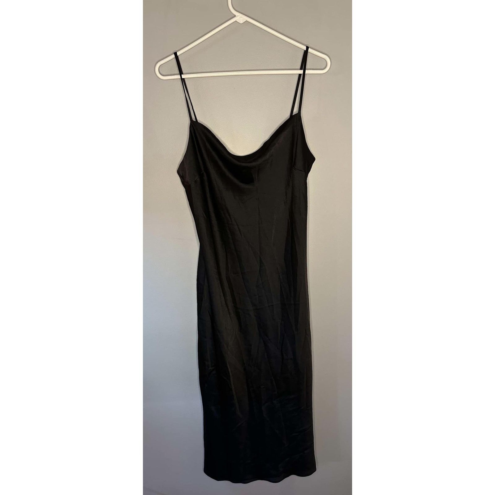 Express Express Satin Cowl Neck Midi Slip Dress Black Women's Size L Size L / US 10 / IT 46 - 2 Thumbnail