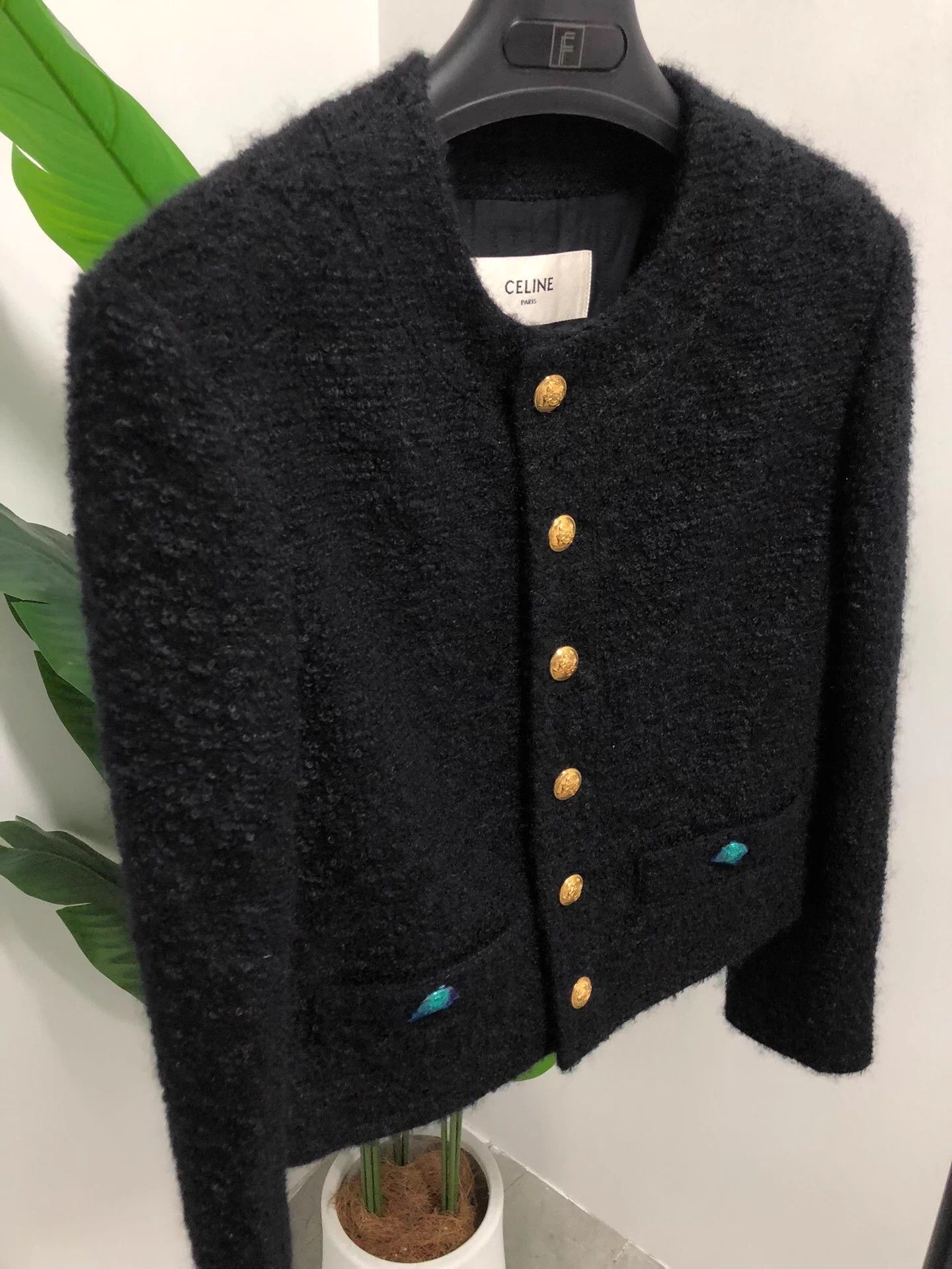 Celine Celine FW21 tweed 6-button blazer women's black 38 Size S / US 4 / IT 40 - 3 Thumbnail