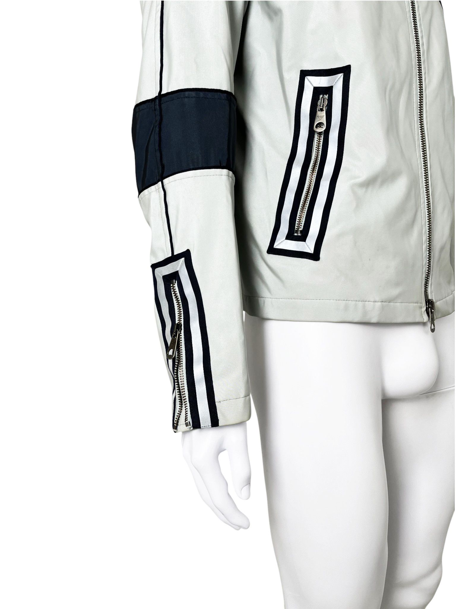 Giorgio Armani 1990's Biker Reflective Grey Jacket Size US M / EU 48-50 / 2 - 5 Thumbnail