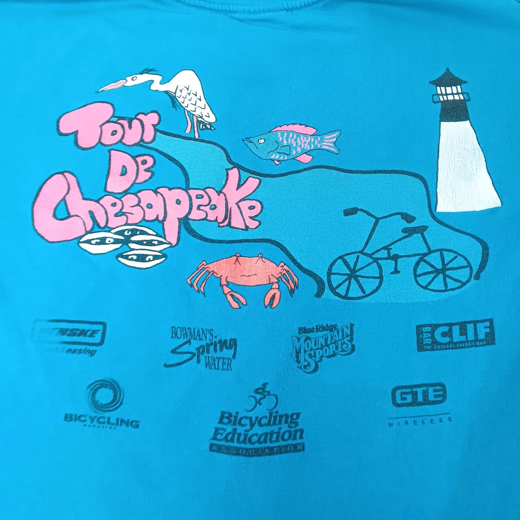 Hanes VINTAGE Hanes 2001 Tour de Chesapeake Shirt XL Blue Bicycle Cycling T-Shirt Men Size US XL / EU 56 / 4 - 2 Thumbnail
