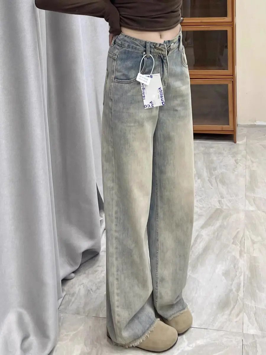 Japanese Brand Retro loose washed wide leg jeans Size US 32 / EU 48 - 4 Thumbnail
