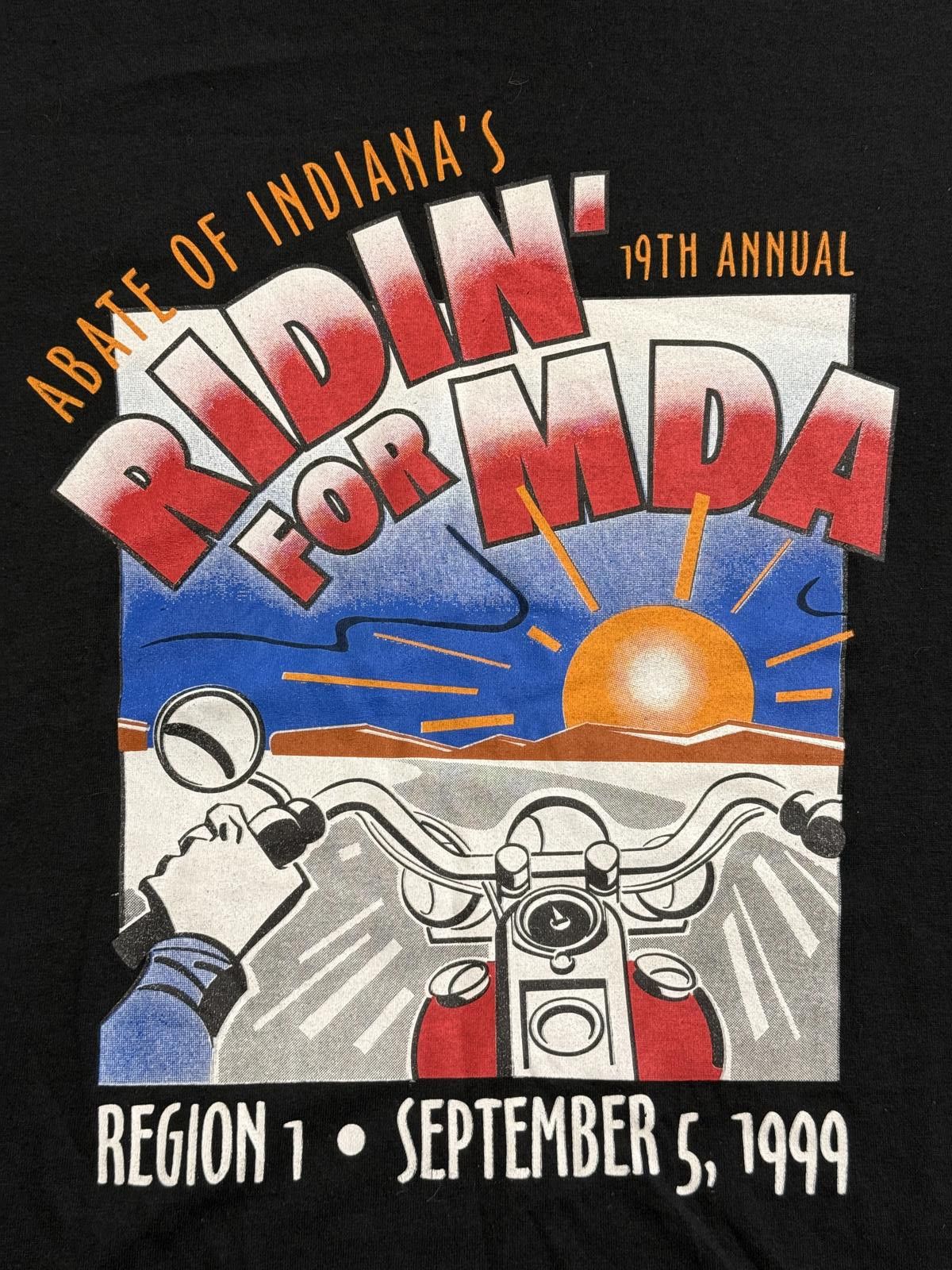Hanes VTG Biker T-shirt Ridin for MDA 1999 Abate of Indiana L Size US L / EU 52-54 / 3 - 4 Thumbnail