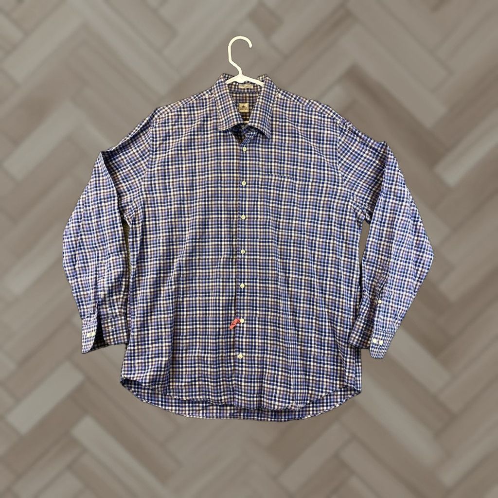 Peter Millar Peter Millar Button-Up Shirt Mens XL Purple Checkered Dress Shirt / 79-13 Size 46R - 1 Thumbnail