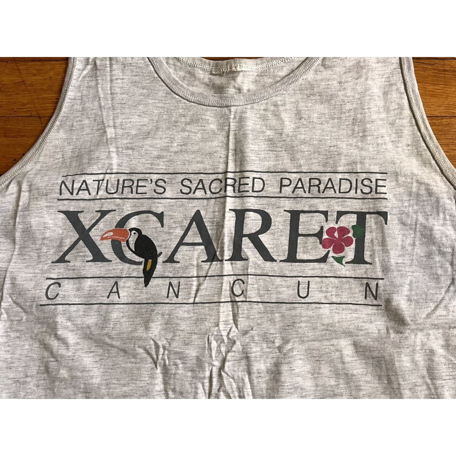 Vintage VINTAGE Xcaret Cancun Tank Top Men’s Large Grey Logo Graphic Print 90s Tank Mens Size US L / EU 52-54 / 3 - 3 Thumbnail