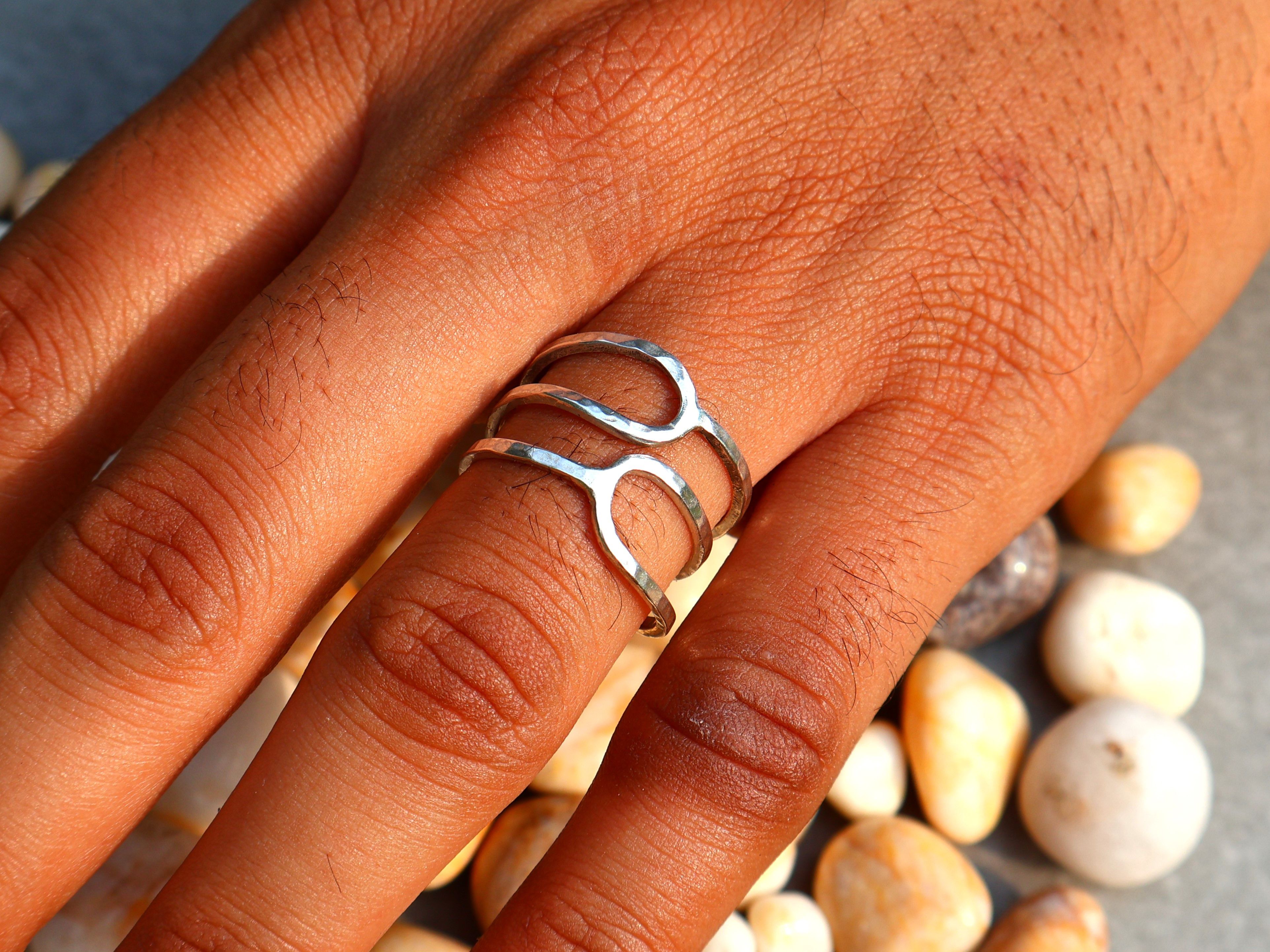Handmade Hammered Spiral Ring, 925 Sterling Silver, Handmade Ring, Size ONE SIZE - 7 Thumbnail