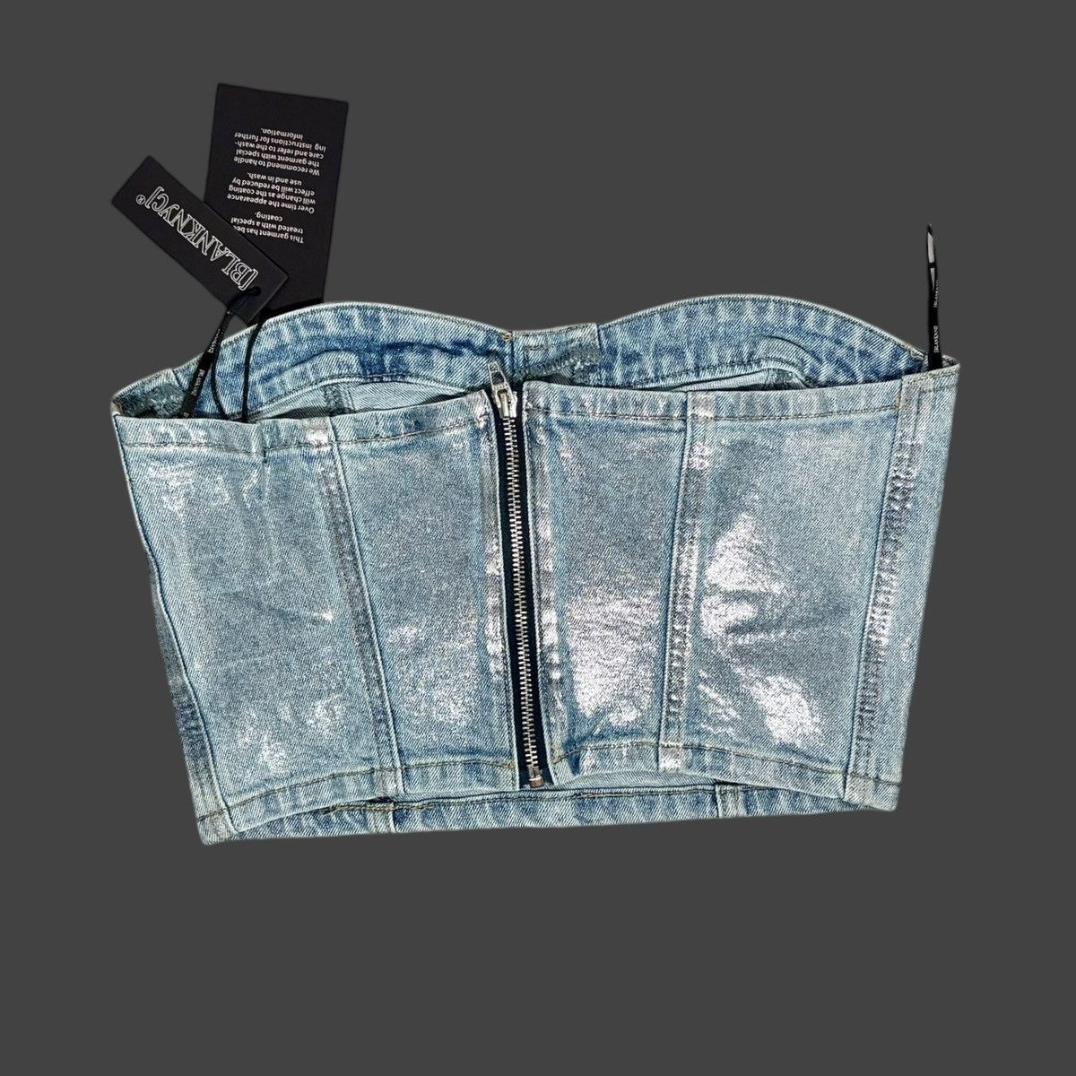 BLANKNYC Blank NYC Women’s Metallic Blue Denim Bustier Tube Top Sz S Size S / US 4 / IT 40 - 8 Thumbnail