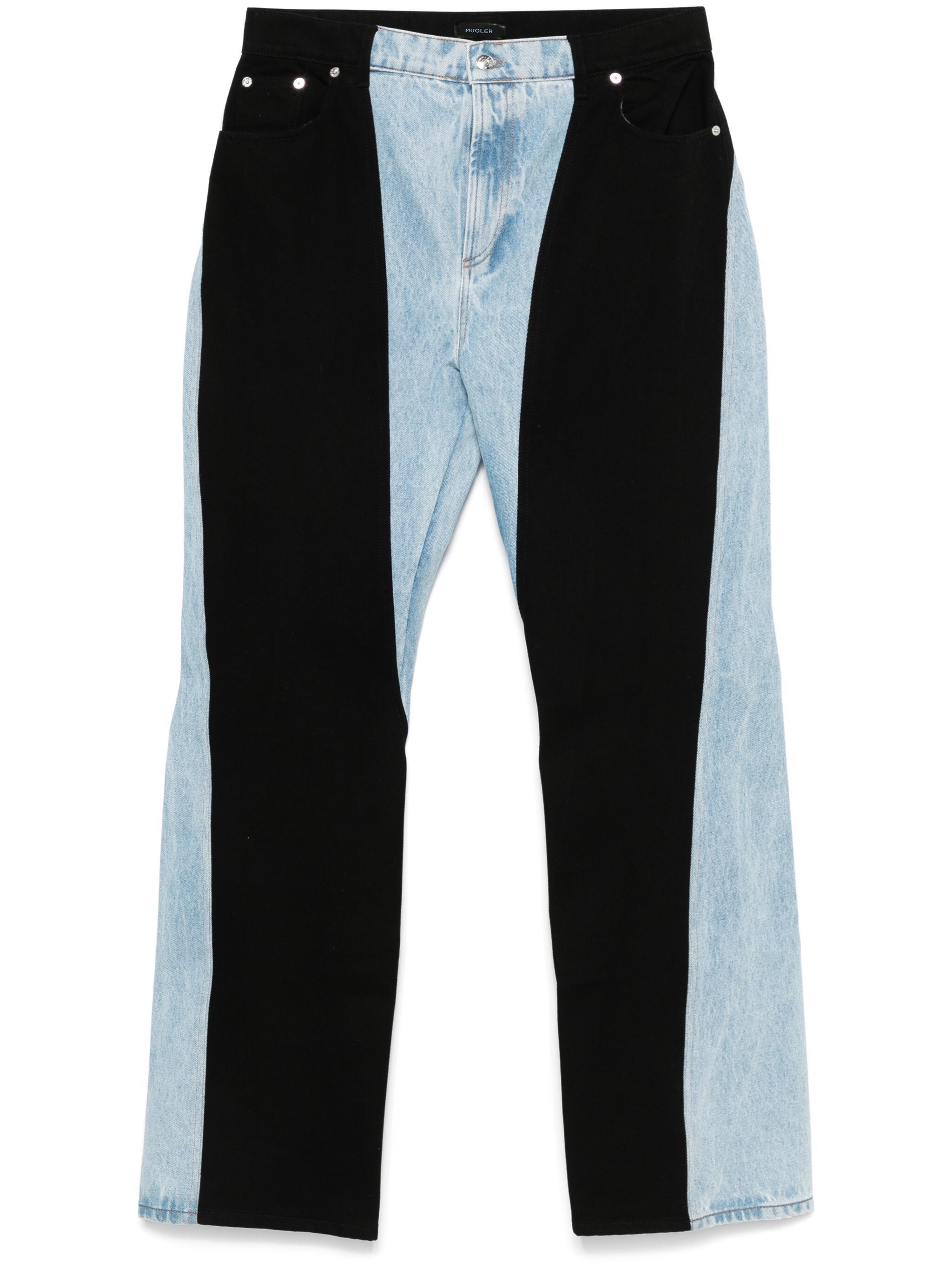Mugler o1s22i1n1124 Two-Tone Denim Jeans in Blue & Black Size US 30 / EU 46 - 1 Thumbnail