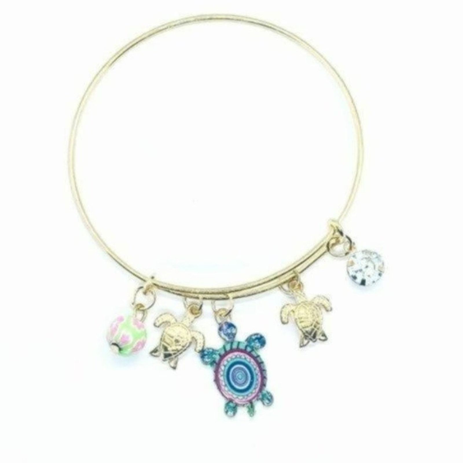 Boutique Moschino Beaded Sea Turtle Charm Colorful Bangle Bracelet Size ONE SIZE - 1 Thumbnail