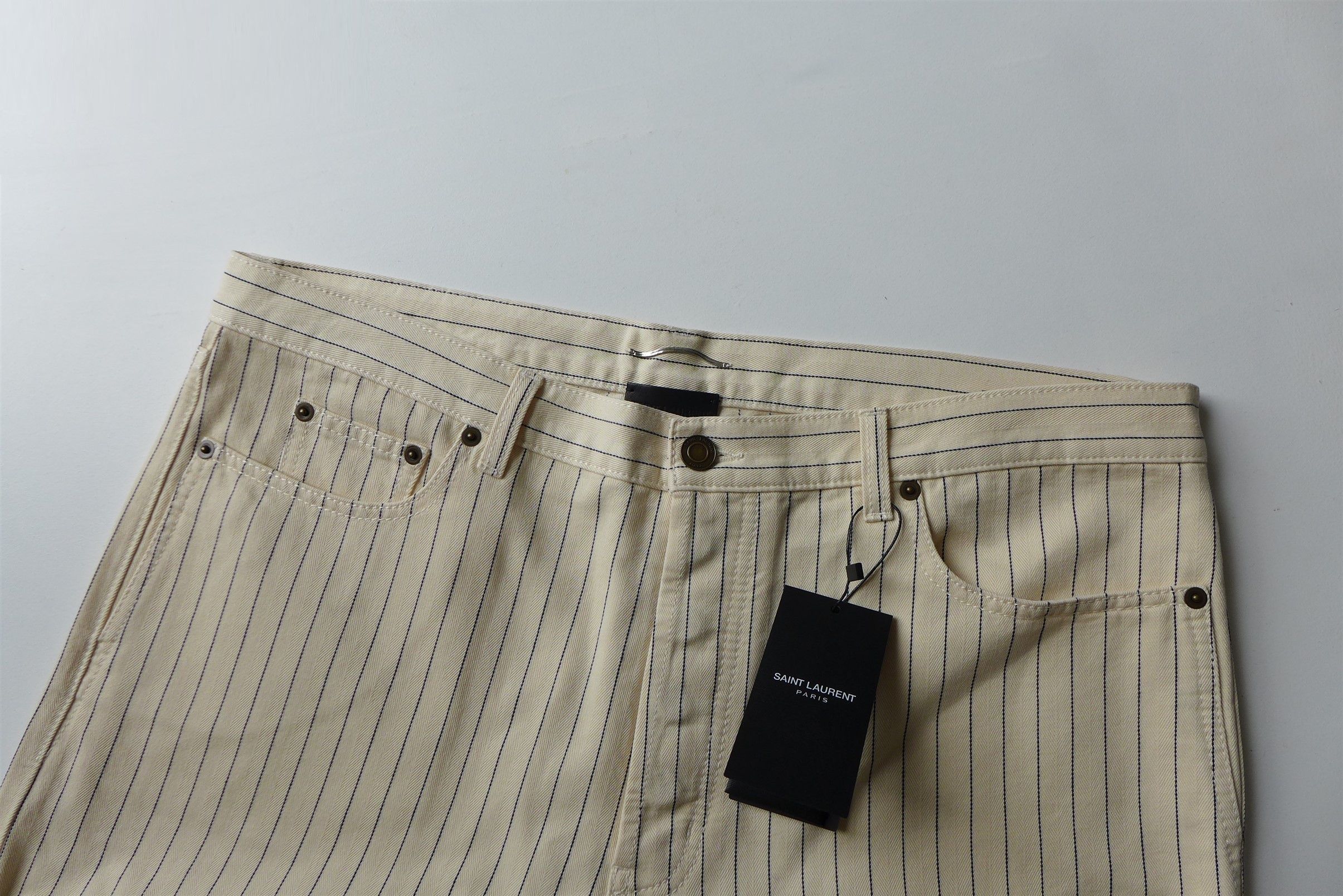 Saint Laurent Paris Saint Laurent D31 Jeans - Ecru Striped Denim Size US 32 / EU 48 - 9 Thumbnail