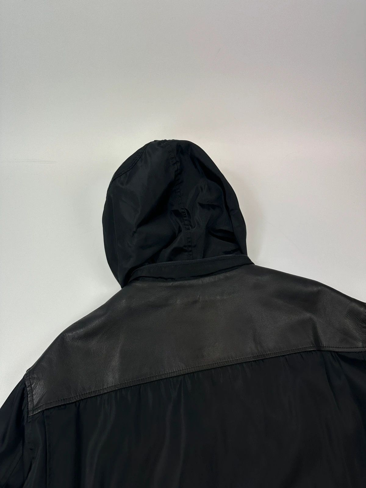 Prada Prada Milano FW97 Black Nylon & Leather Parka Long Coat Size US L / EU 52-54 / 3 - 7 Thumbnail