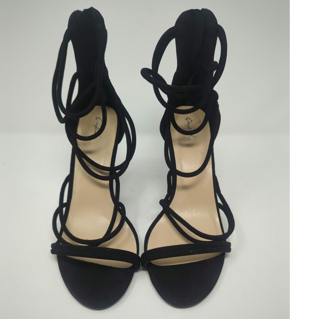 Other Qupid Black Faux Suede Platform Strappy Zip Stiletto Heels10 Size US 10 / IT 40 - 3 Thumbnail
