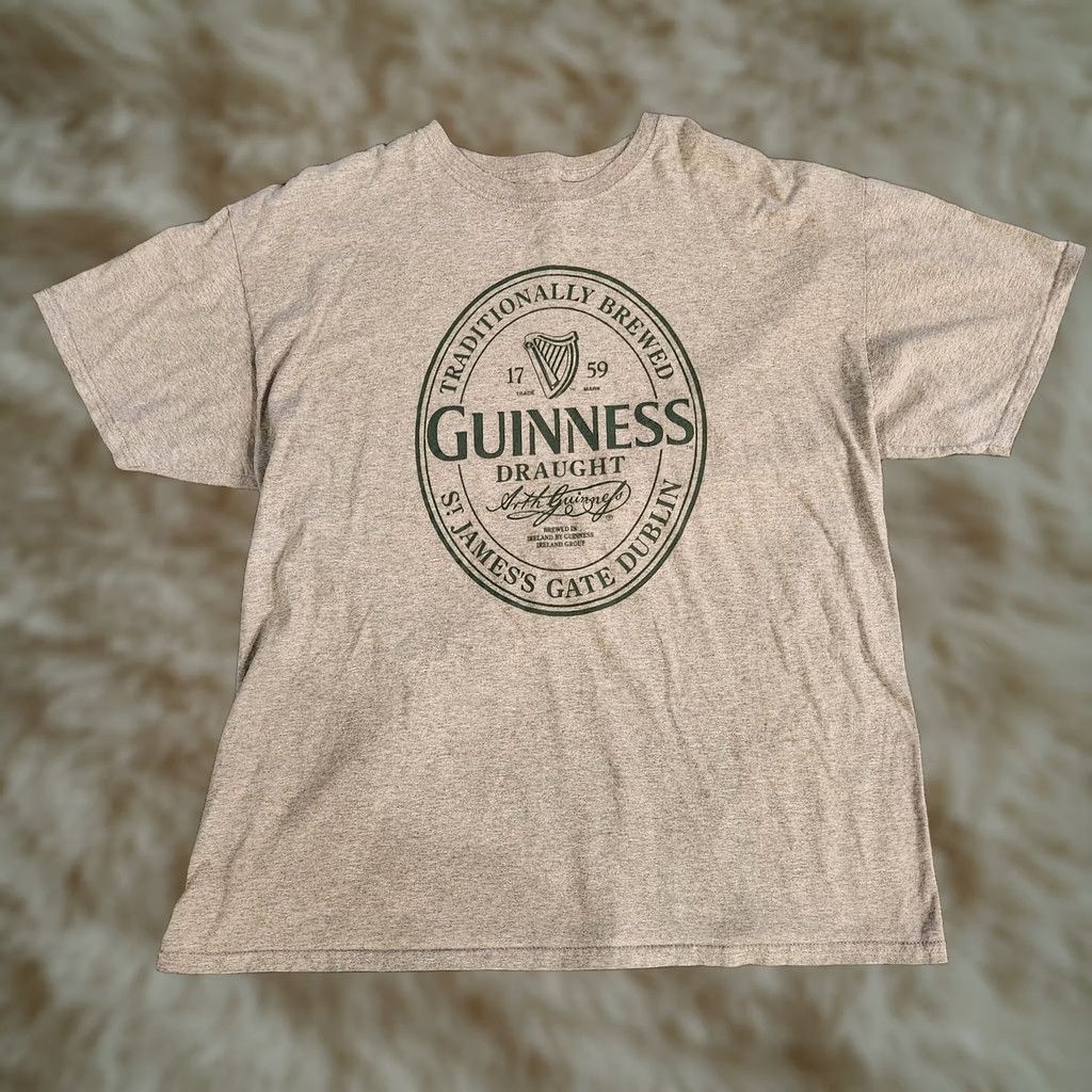 Vintage Guinness Draught Beer T Shirt Tee Mens XL Gray Short Sleeve Irish Ireland Brewer Men Shirt Size US XL / EU 56 / 4 - 1 Thumbnail