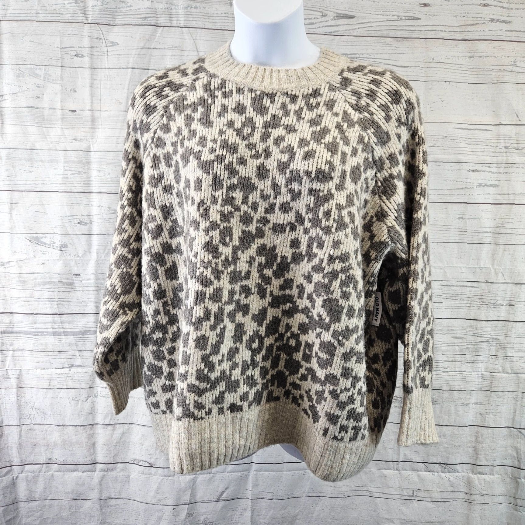 Old Navy VINTAGE Old Navy Womens Pullover Sweater Sz 3X Gray Animal Print Size XXL / US 16-18 / IT 52-54 - 2 Thumbnail
