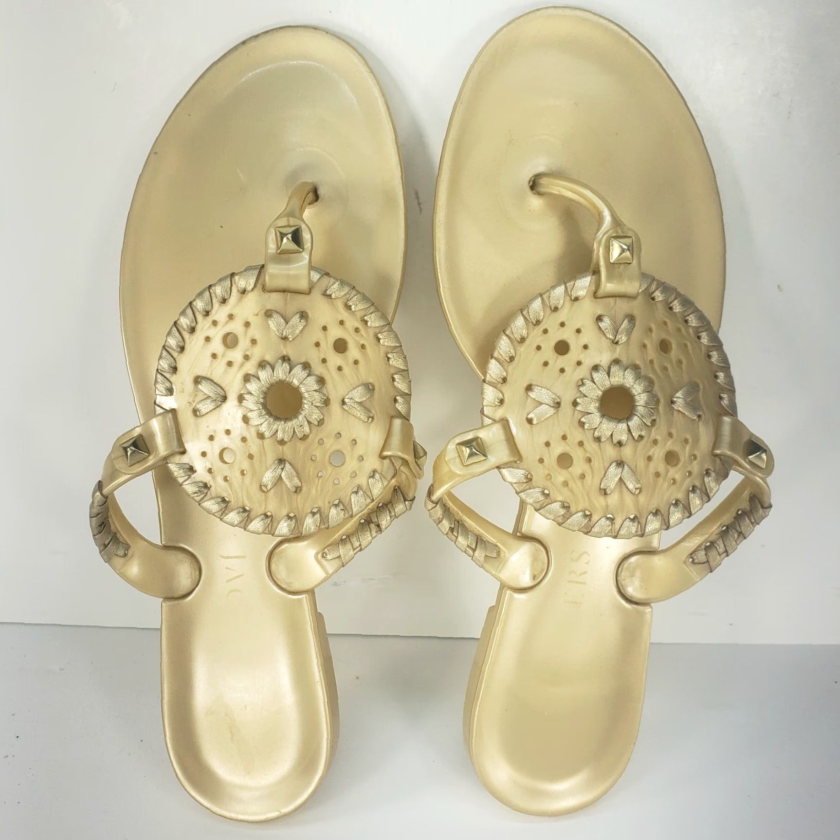 Jack Rogers JACK ROGERS Georgica Womens Sandal Slip-On Gold Jelly Whip Stitch Medallion Studded Flat Heel 7 US Womens Size US 7 / IT 37 - 6 Thumbnail