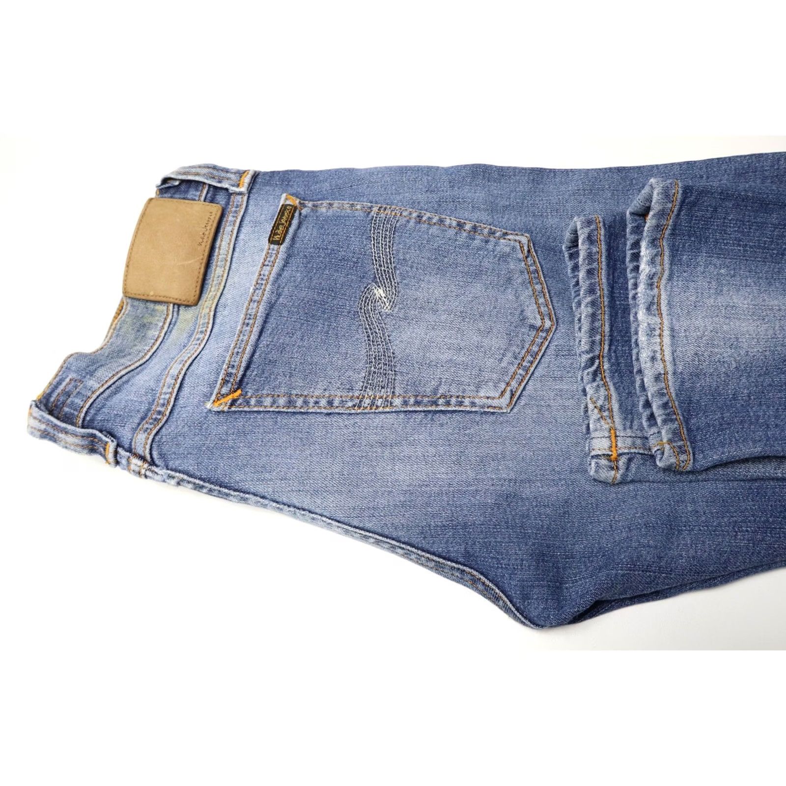 Nudie Jeans NUDIE Jeans Men's W32/L32 Blue Tapered Distressed Faded Whiskers Zip Fly Jeans Size US 32 / EU 48 - 5 Thumbnail