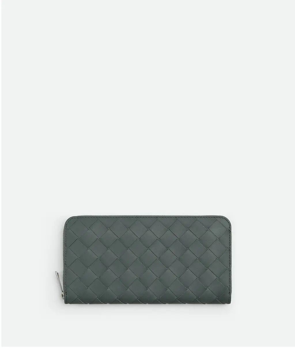 Bottega Veneta o1w1db10525 Size: OS / Intrecciato Zip Around Wallet Grey Size ONE SIZE - 4 Thumbnail