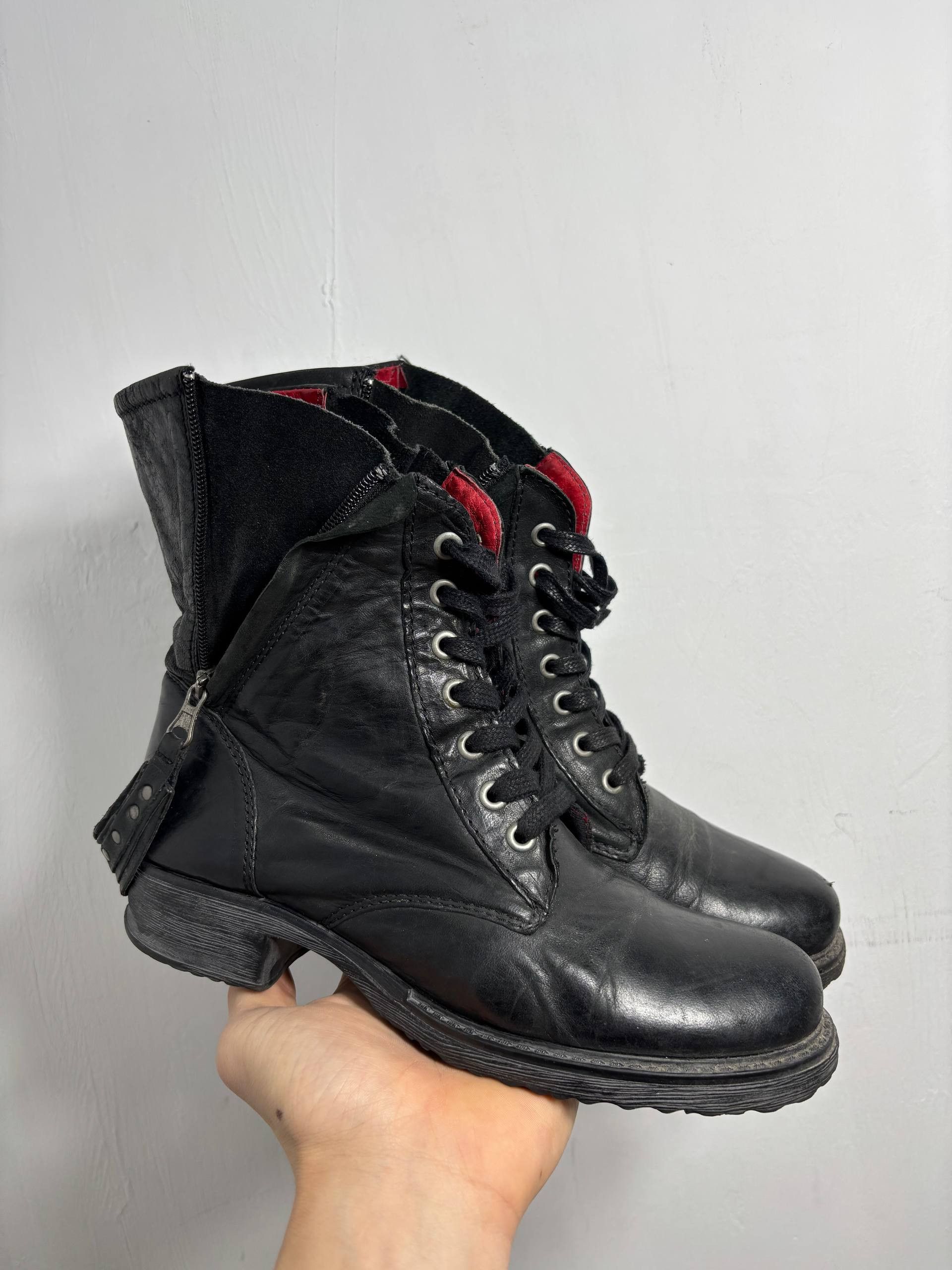 Buffalo London Buffalo Avant Garde Biker Leather Boots VTG Rick Owens STYLE Size US 5.5 / EU 38 - 1 Thumbnail