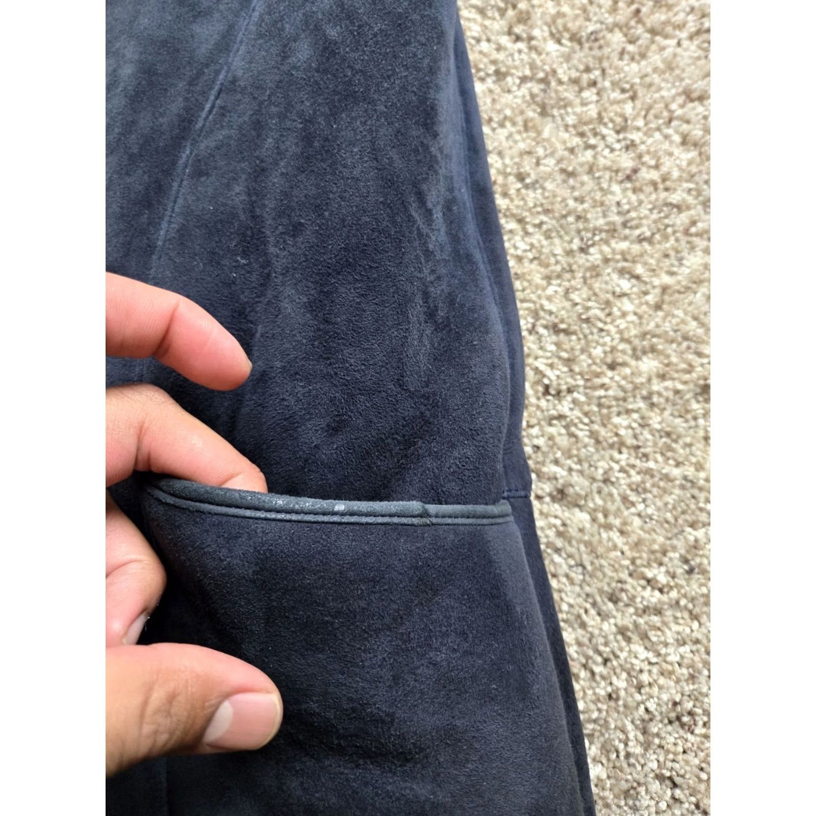 Vintage VINTAGE Paolo Framinco Shearling Car Coat XS Mens Blue Suede Hooded Heavyweight Coat Long Overcoat Wool Lining 90s Mens Size US XS / EU 42 / 0 - 5 Thumbnail