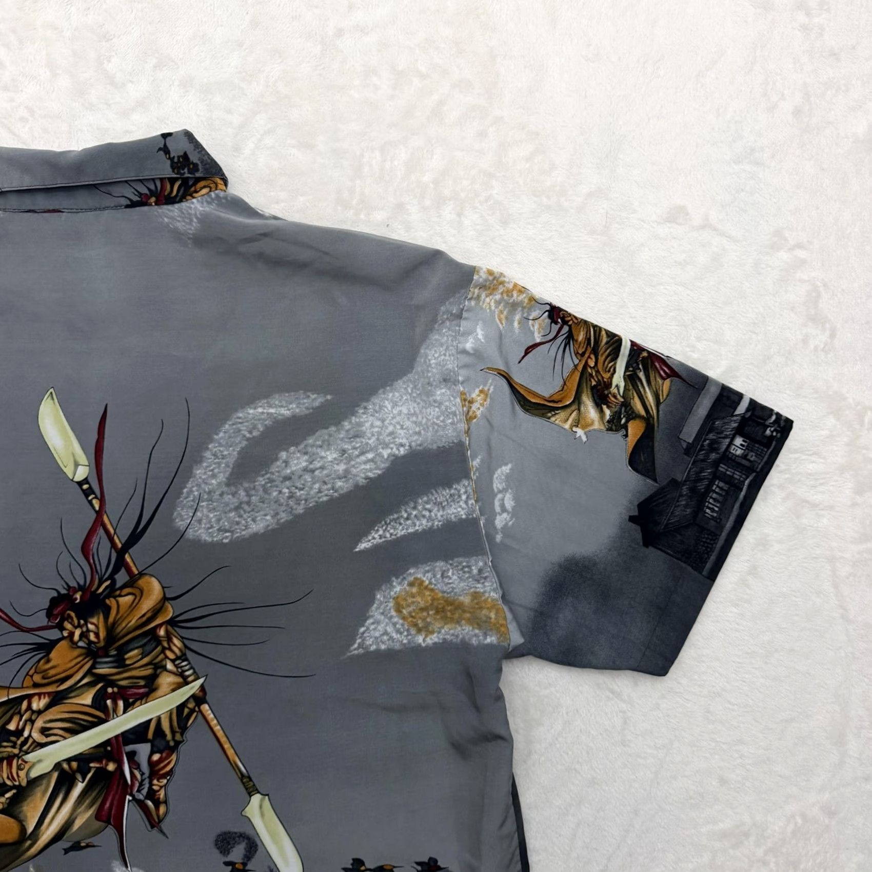 Vintage VINTAGE ICE Shirt Mens XL Gray Samurai Graphic Button Up Korea Warrior Y2K Size US XL / EU 56 / 4 - 3 Thumbnail