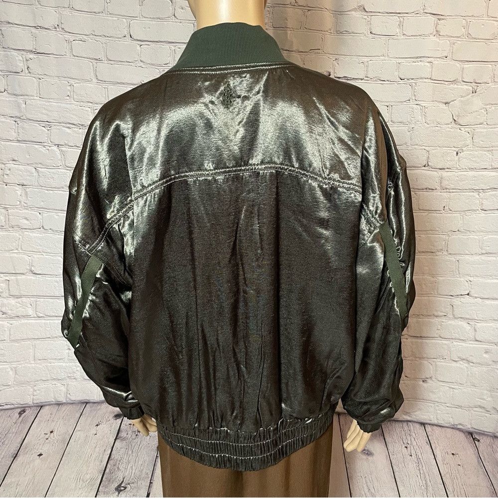 Free People New Free People Movement Relay Zip-Up Olive Satin Bomber Ja Size M / US 6-8 / IT 42-44 - 6 Thumbnail