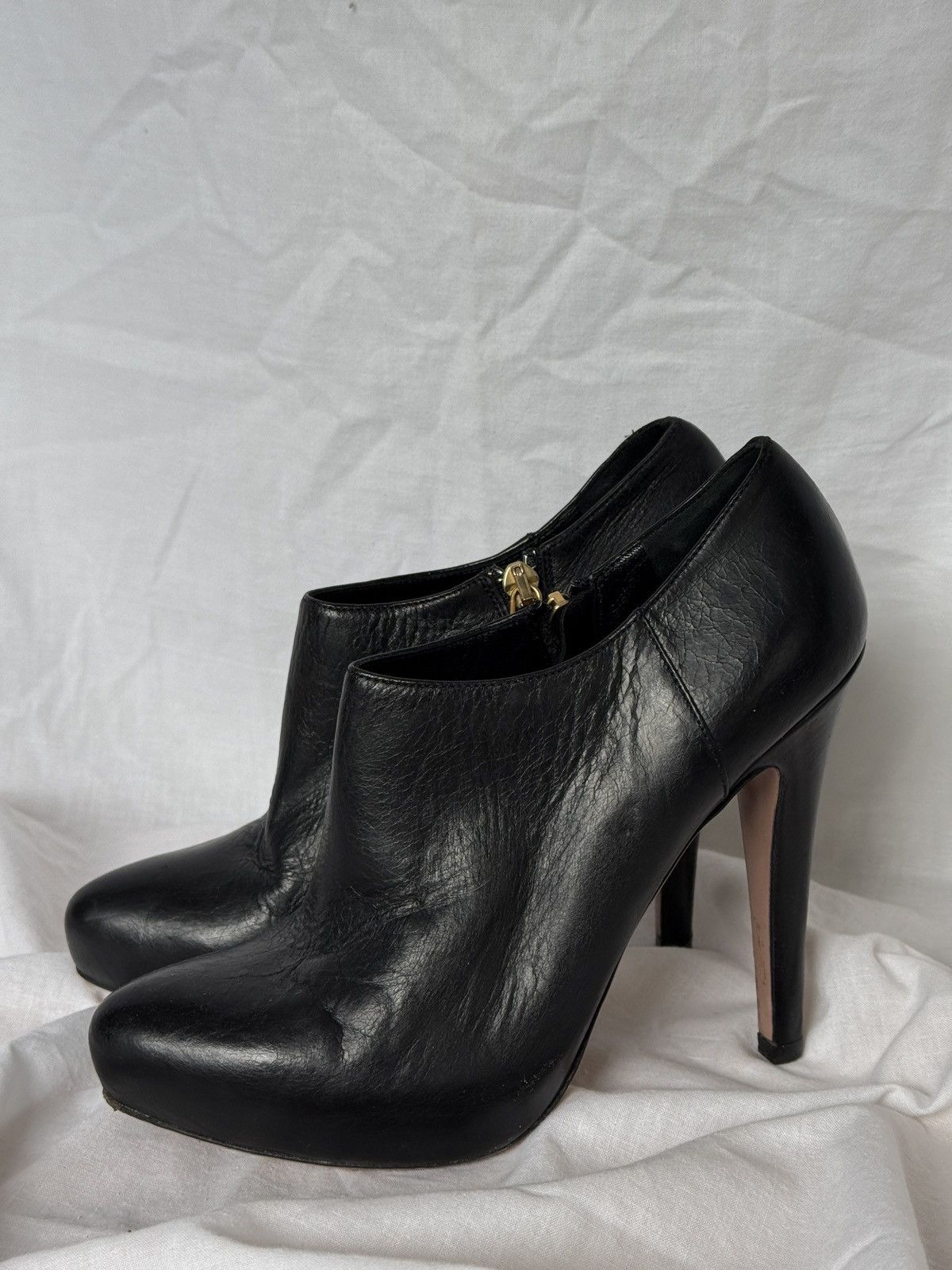 Designer × Prada Prada Black Leather Ankle Boots Biker Boots Size US 6 / IT 36 - 1 Thumbnail