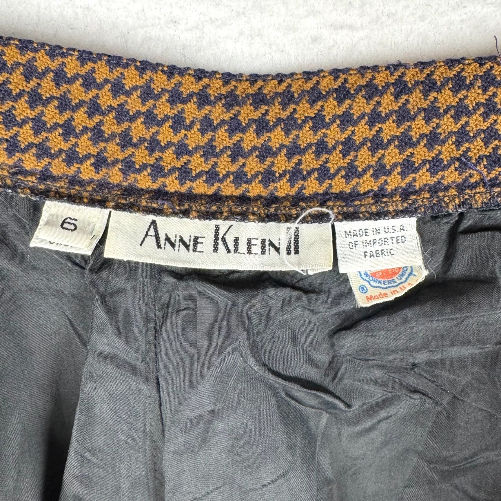 Anne Klein VINTAGE Anne Klein Women's Pants Houndstooth Pleated 26 Waist 29 Inseam 6 Regular Brown USA Made Size 28" / US 6 / IT 42 - 7 Thumbnail