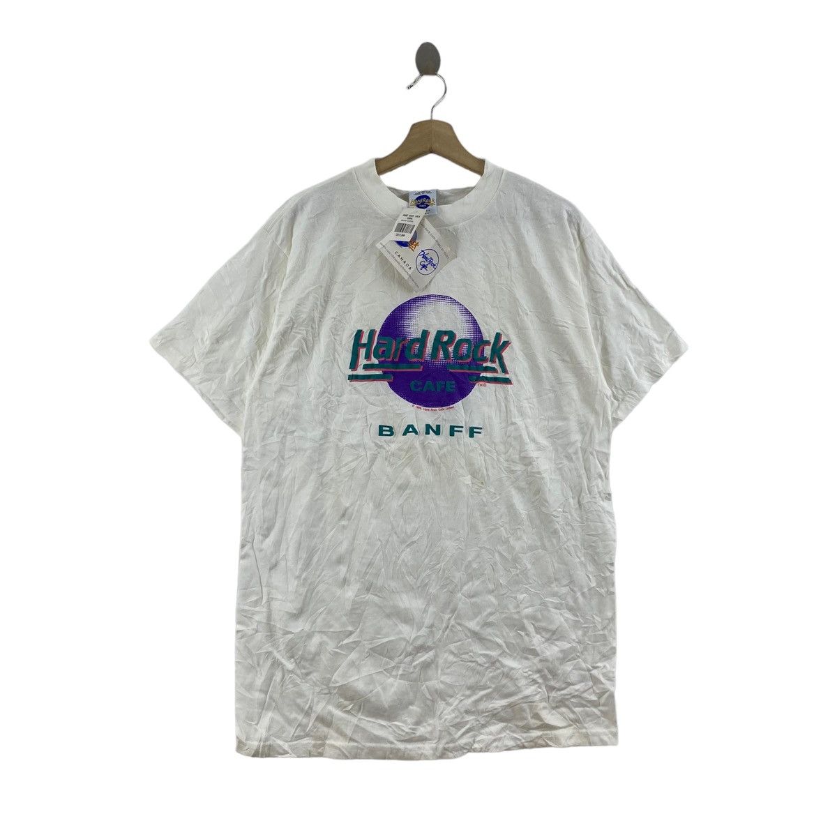 Hard Rock Cafe × Vintage Vintage 80s HARD ROCK CAFE Banff Usa Logo Print White Short Size US L / EU 52-54 / 3 - 1 Thumbnail