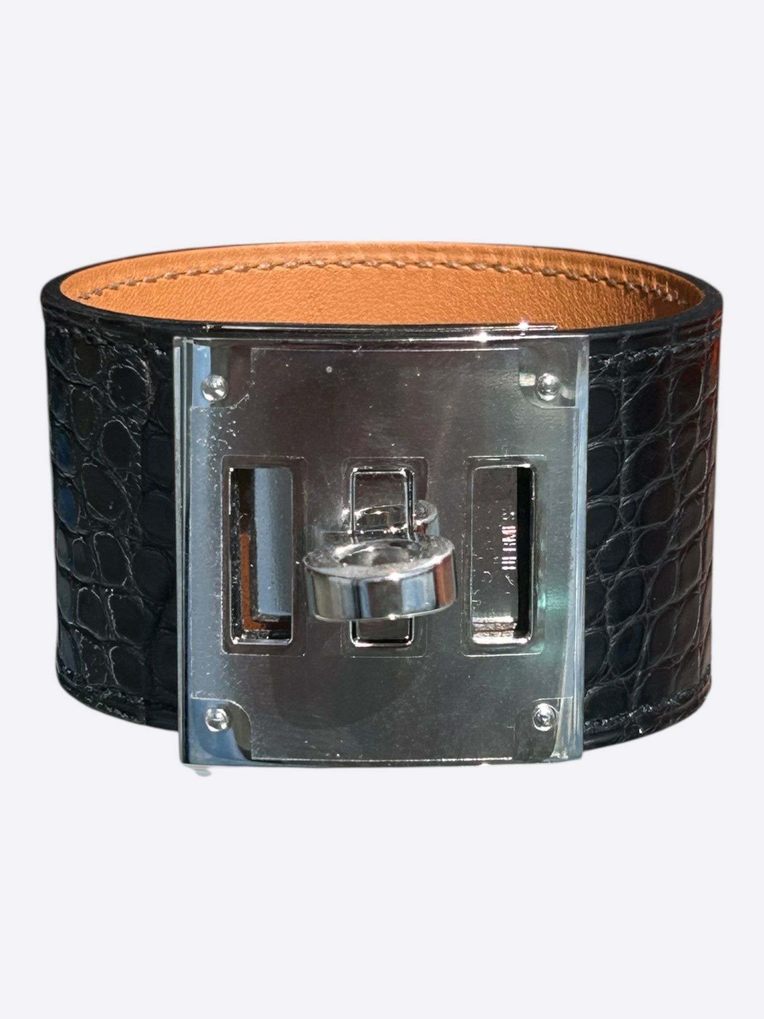 Hermes Hermes Black Crocodile & Palladium Hardware Kelly Bracelet Size ONE SIZE - 1 Thumbnail