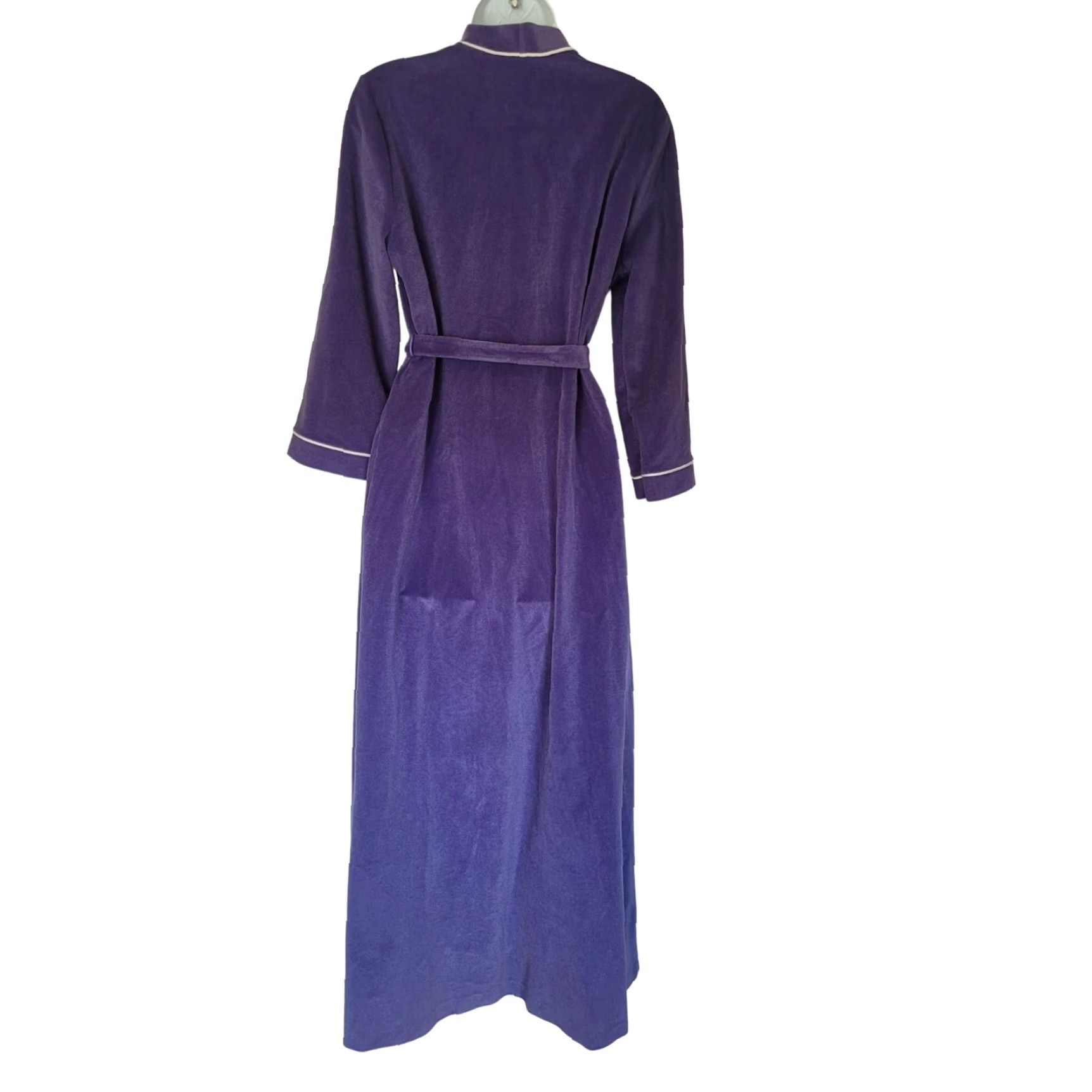 Vintage Vtg. Vanity Fair Womens Long Robe Blue Velour Belted Pockets New USA S Velour Robe Eveningwear Deadstock Size ONE SIZE - 5 Thumbnail