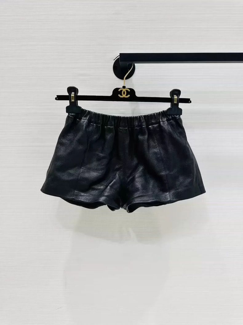 Saint Laurent Paris Saint Laurent Paris YSL Leather Shorts with Elastic Waistb Size US 34 / EU 50 - 1 Thumbnail