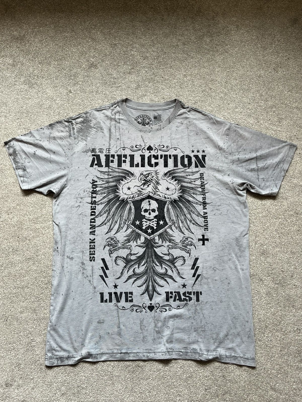 Affliction Affliction Graphic T-Shirt Men's XXL Grey Bird Live Fast Size US XXL / EU 58 / 5 - 1 Thumbnail
