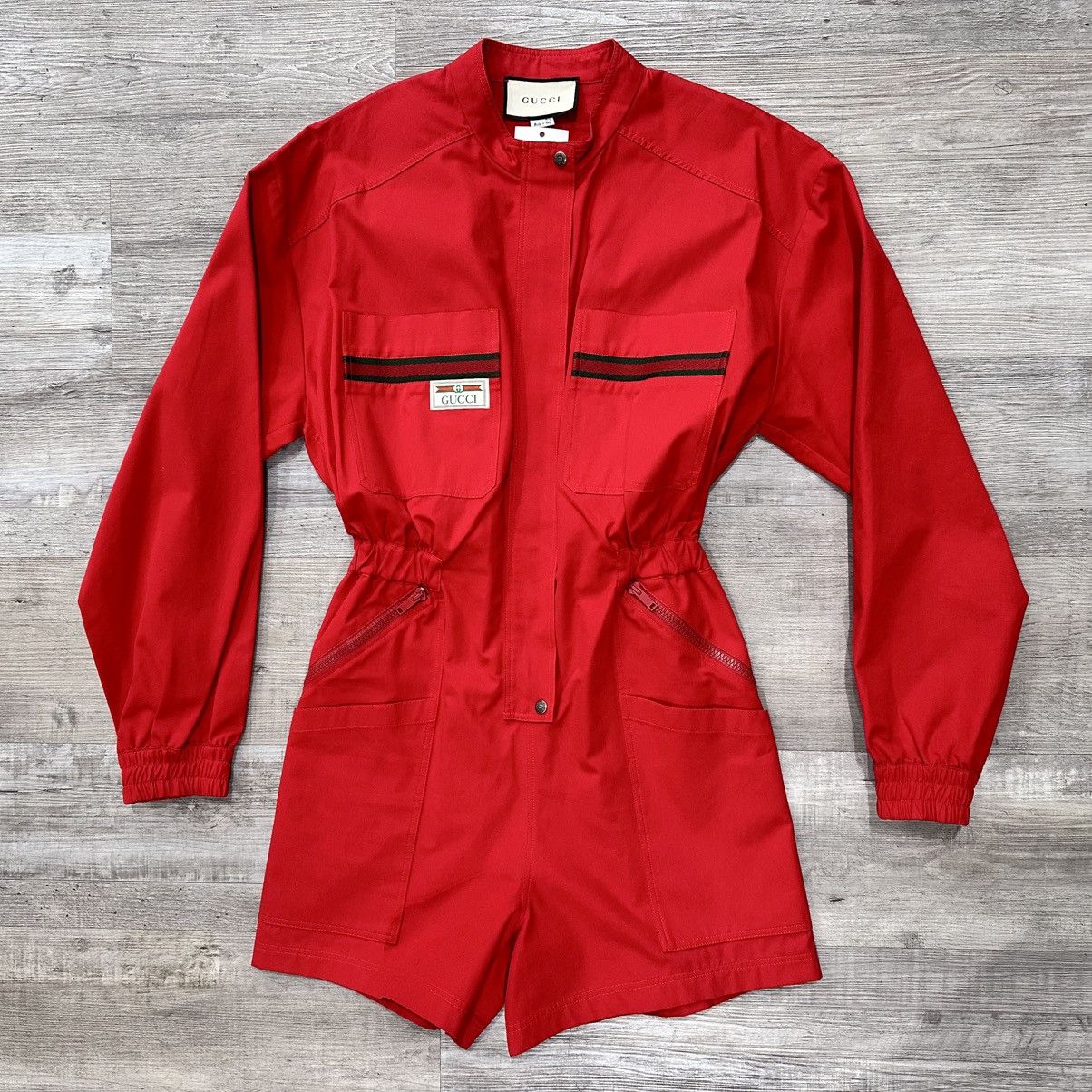 Gucci GUCCI RED LONG SLEEVE EMBROIDERED ROMPER SIZE M Size M / US 6-8 / IT 42-44 - 1 Thumbnail