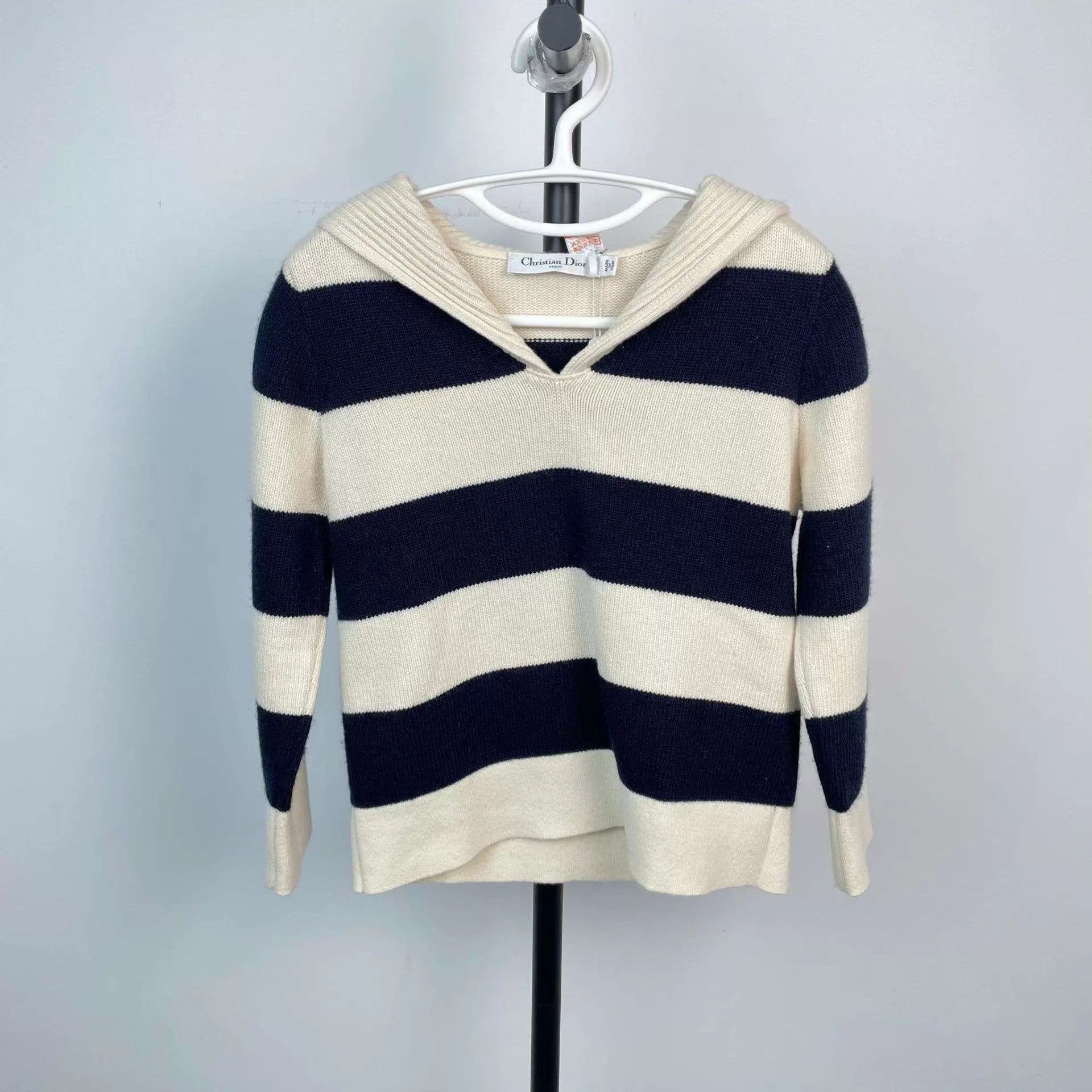 Dior Dior 34 navy collar black white stripe knit 98 new Size XS / US 0-2 / IT 36-38 - 1 Thumbnail