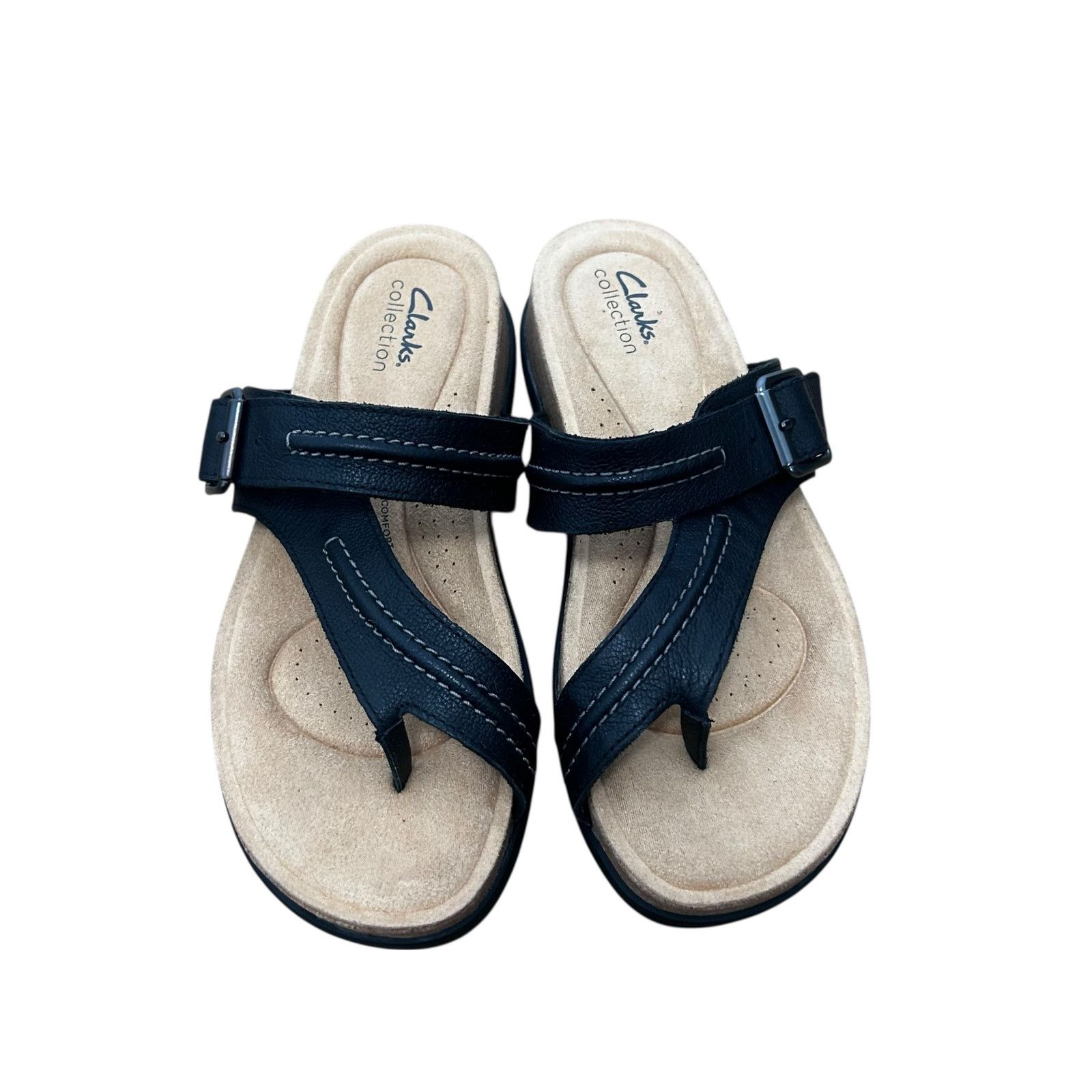 Clarks Clarks Black Leather Brynn Madi Sandals Sz 8.5 Size US 8.5 / IT 38.5 - 3 Thumbnail