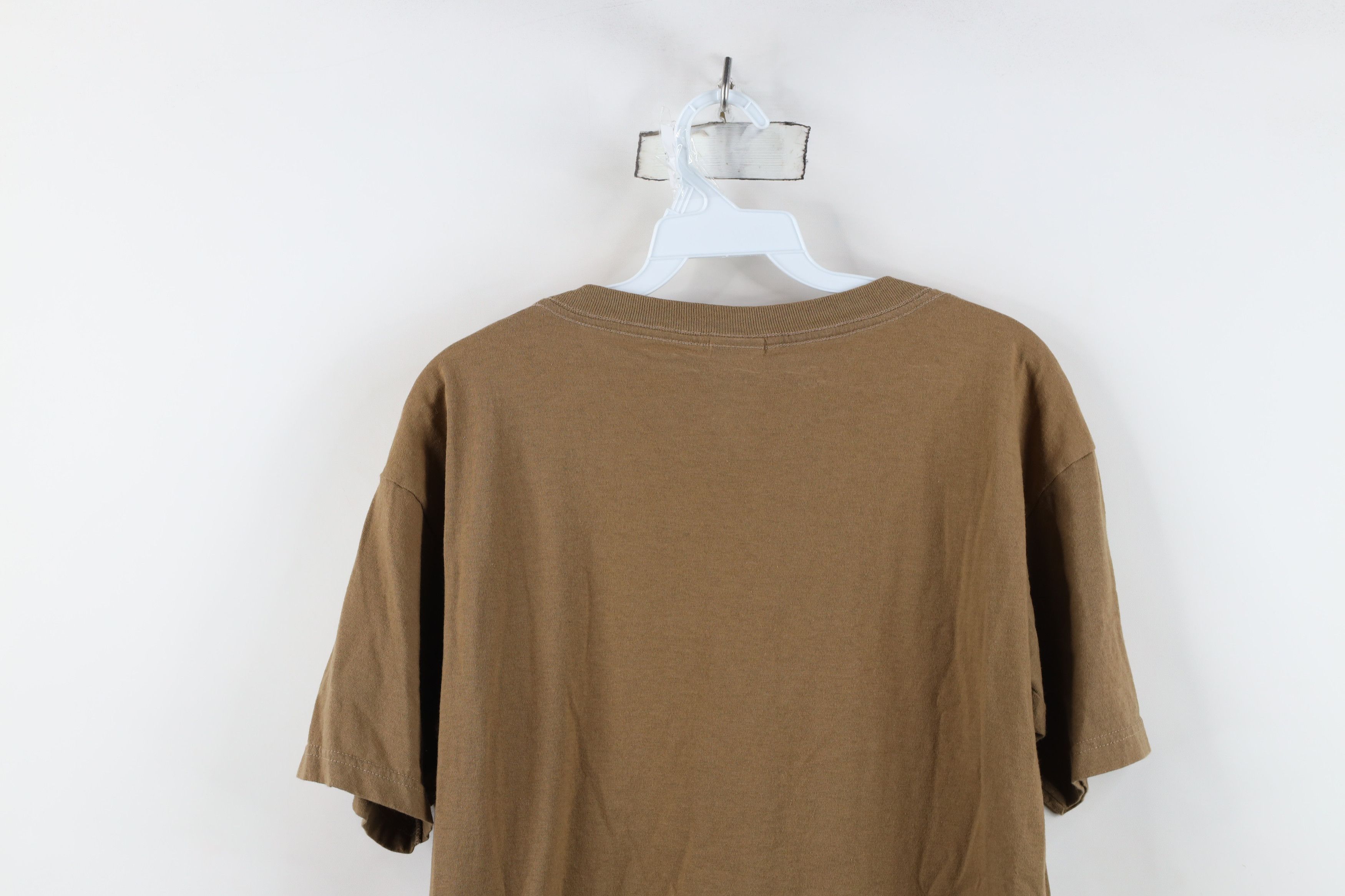 Vintage Vintage 90s Streetwear Blank Combed Cotton T-Shirt Brown USA Size US L / EU 52-54 / 3 - 13 Thumbnail