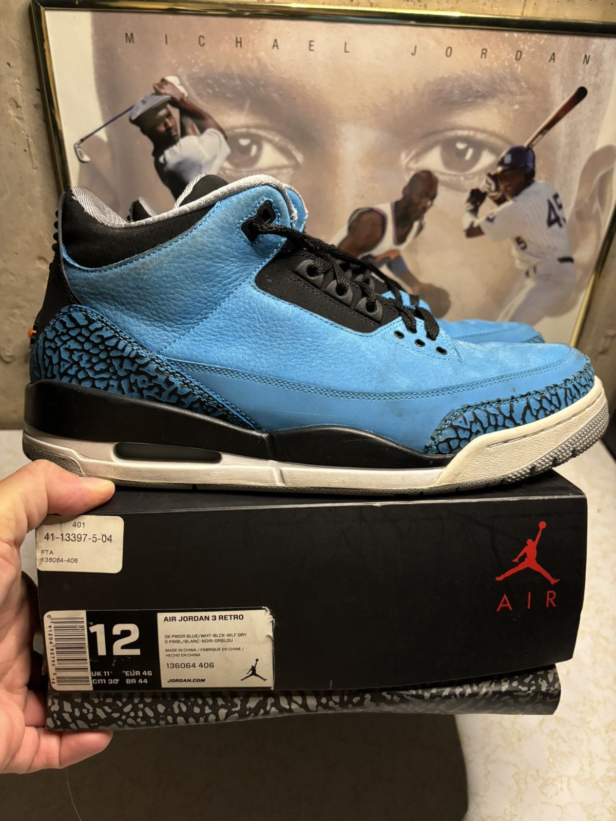 Jordan Brand Air Jordan 3 Retro Powder Blue 2014 Size US 12 / EU 45 - 1 Thumbnail