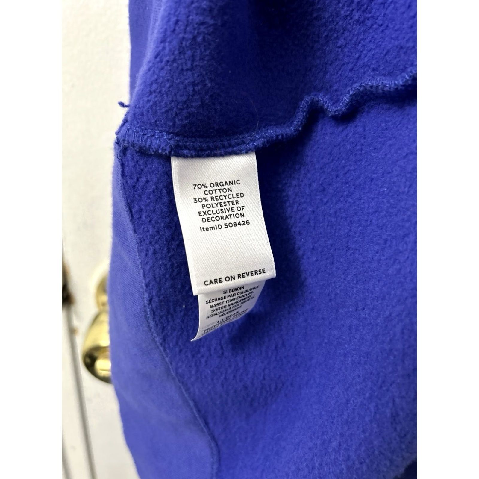 Vintage LL Bean Signature Pullover Womens M Blue Red Organic Cotton Fleece 1/4 Zip Kangaroo Pocket Sweatshirt 26” Regular Fit Size M / US 6-8 / IT 42-44 - 7 Thumbnail