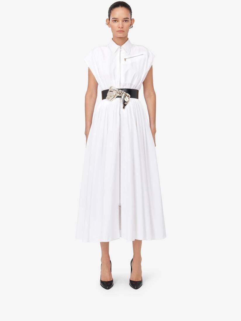 Alexander McQueen o1srvl11e0326 Dropped Shoulder Shirt Dress in Optic White Size S / US 4 / IT 40 - 2 Thumbnail