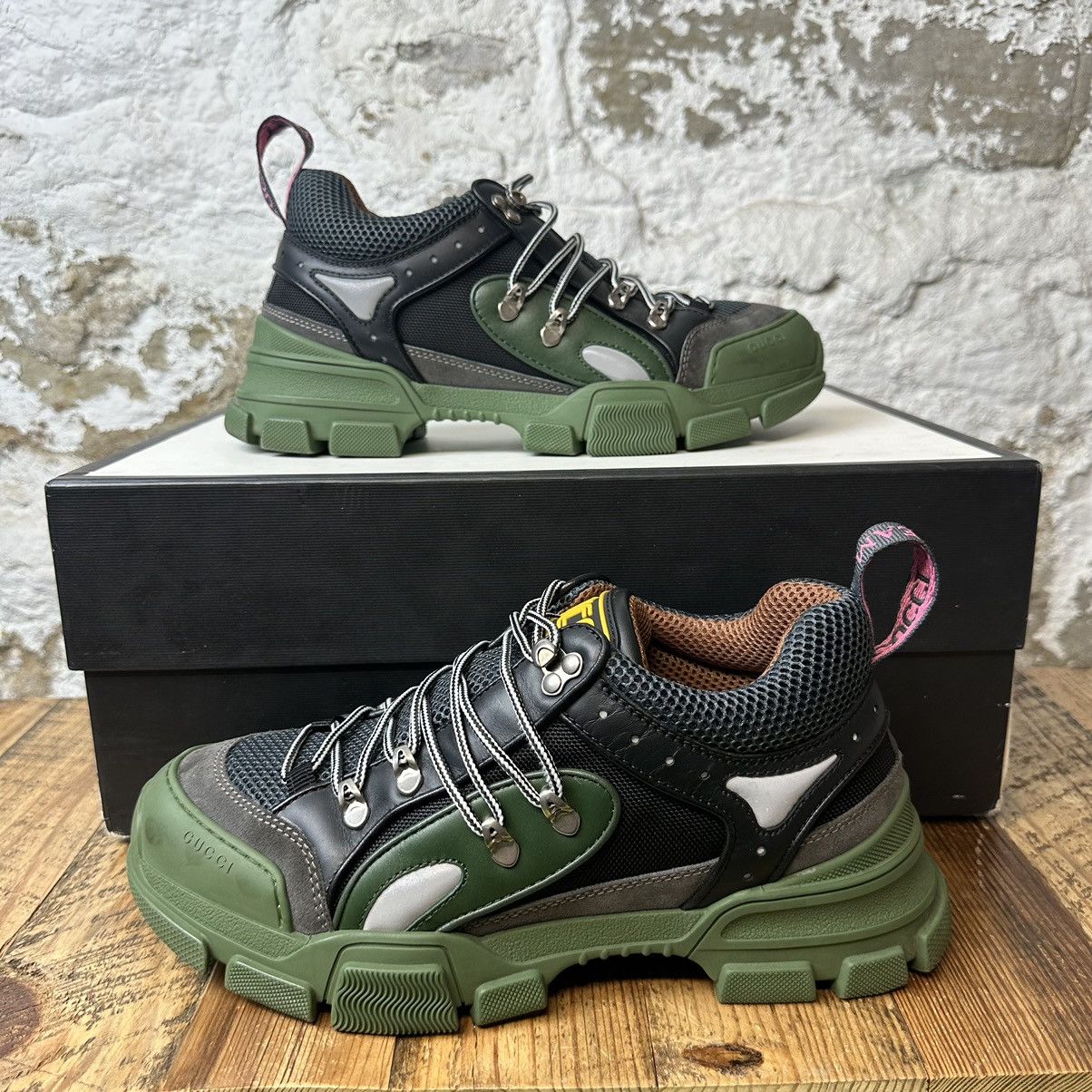 Pre-owned Gucci Flashtrek Green Low Top Boot Size 8
