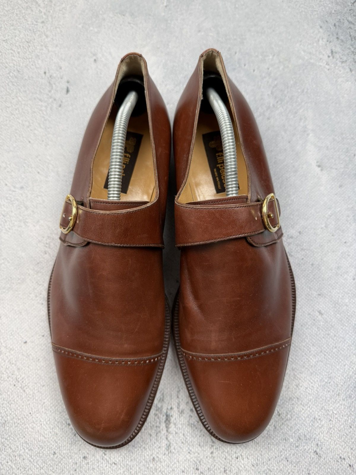 Genuine Leather Vintage Peluso Brown Leather Single Monk Strap Dress Shoes Size US 11 / EU 44 - 11 Thumbnail