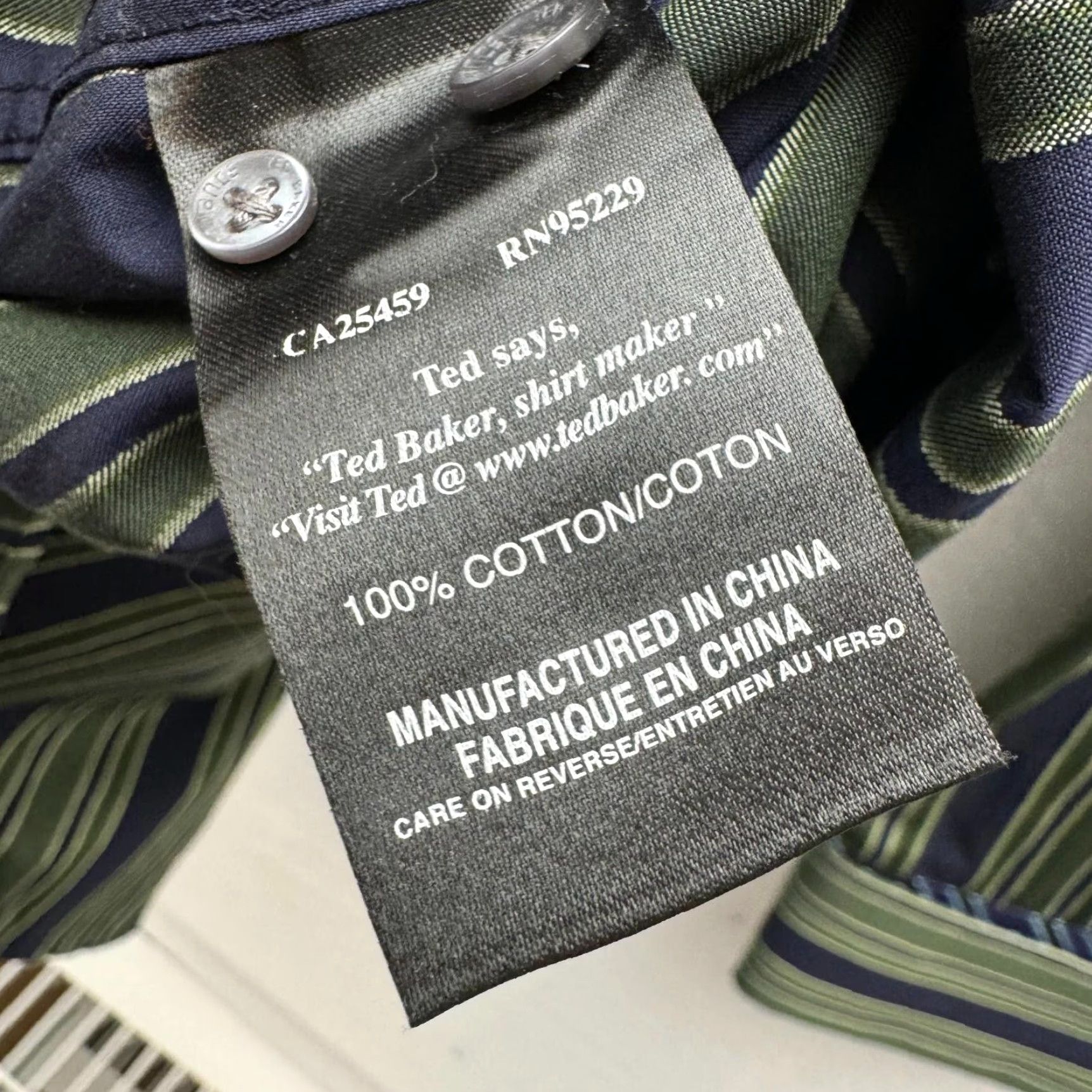Ted Baker Ted Baker Dress Shirt Men XXL Blue Striped Cotton Endurance 18 46 Green Sleeve Long Shirt Size 48R - 5 Thumbnail