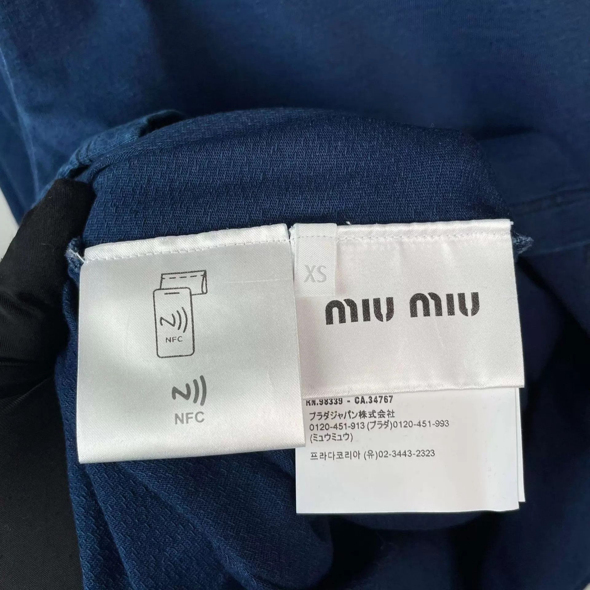 Miu Miu MIU MIU 95% linen-cotton long-sleeve Tee XS navy Size XS / US 0-2 / IT 36-38 - 5 Thumbnail