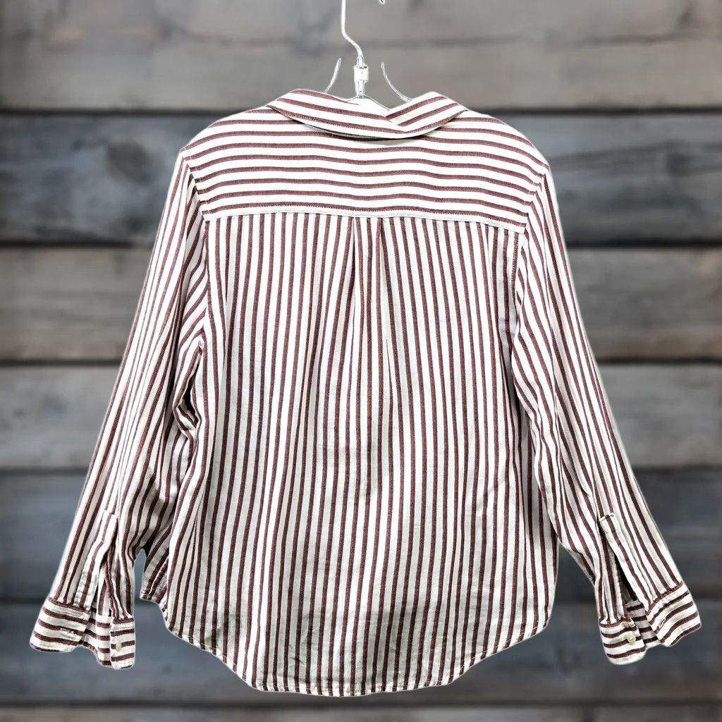 Calvin Klein Calvin Klein Button Down Shirt Womens L Pink White Stripe Cotton Relaxed Beachy Button-Up Casual Workwear Size L / US 10 / IT 46 - 1 Thumbnail