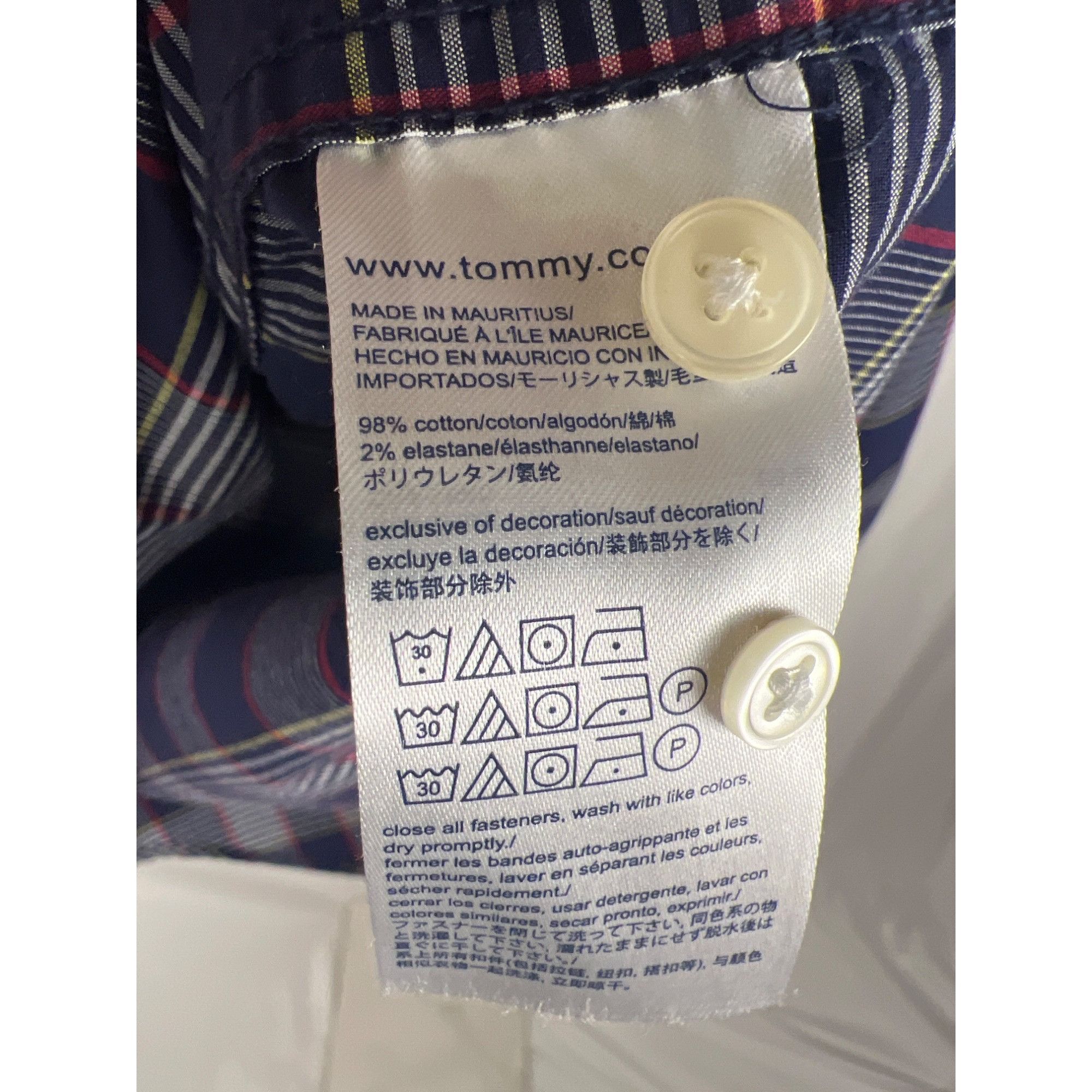 Tommy Hilfiger Tommy Hilfiger Mens Navy & Red Plaid Slim-Fit Button-Down Sh Size US M / EU 48-50 / 2 - 4 Thumbnail