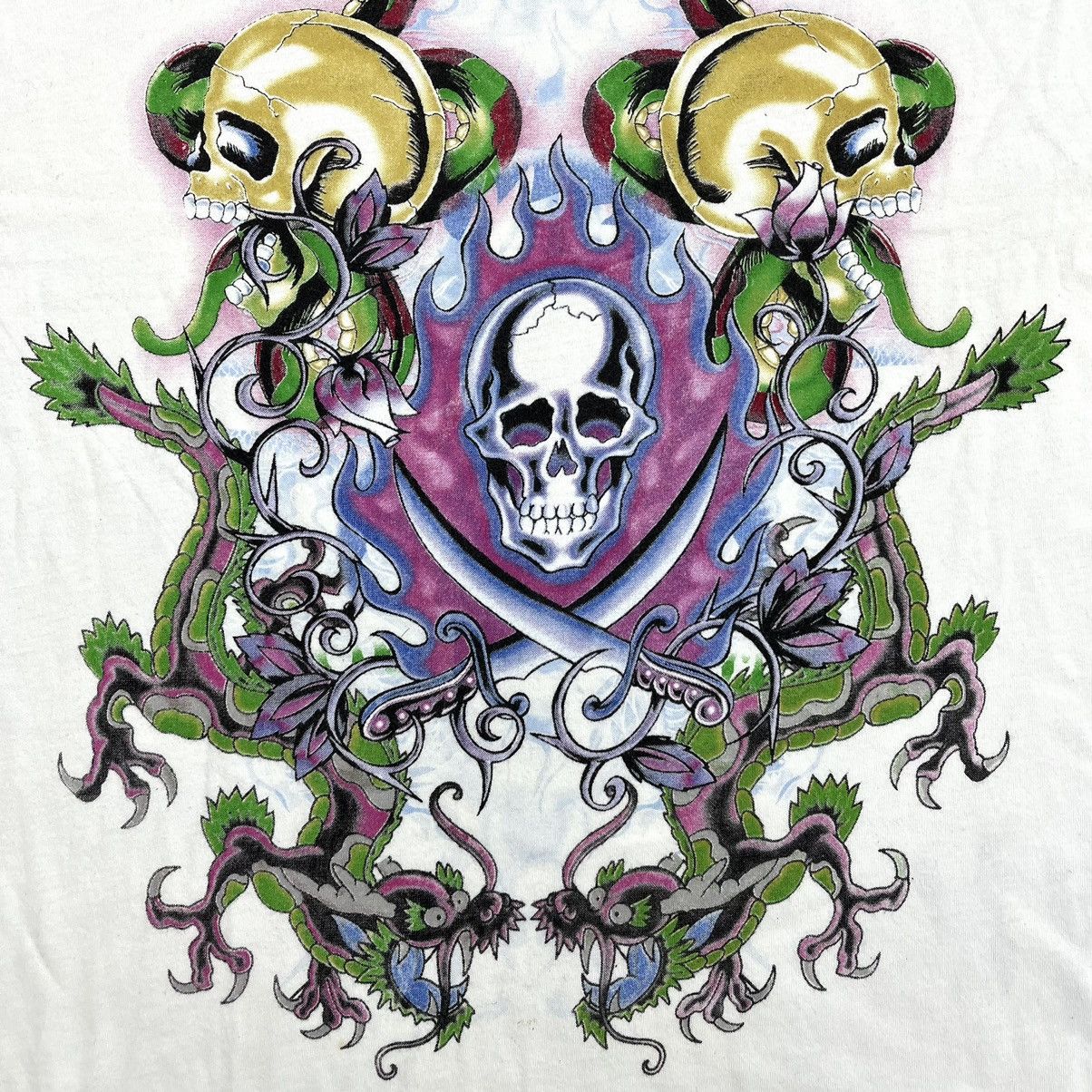Christian Audigier × Ed Hardy × Vintage Y2K Ed Hardy by Christian Audigier Skull Snake Grunge Tee Size US XXL / EU 58 / 5 - 3 Thumbnail