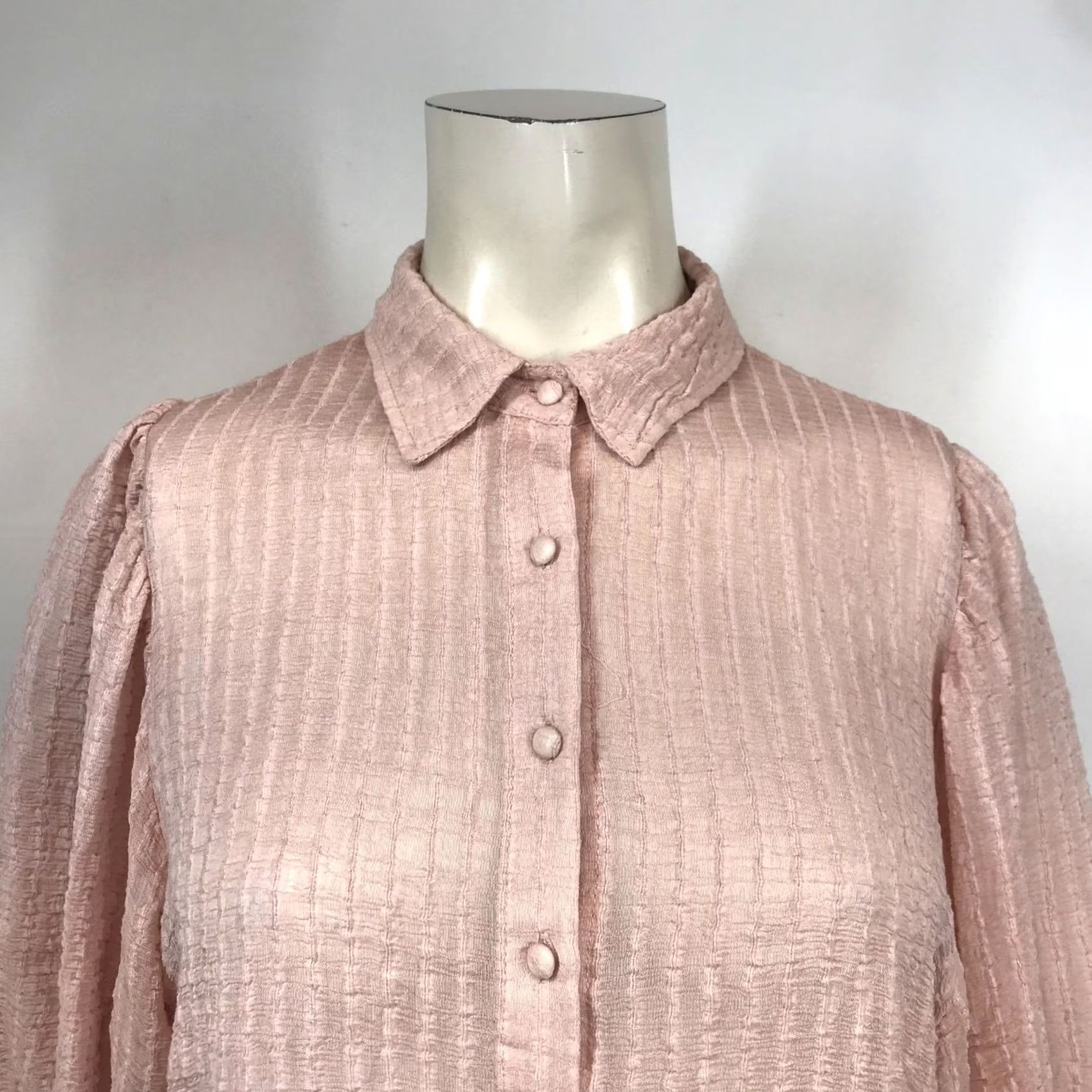 Vintage IDEM DITTO WOMEN'S Blouse Pink M 3/4 Sleeve Button Collared ViscoSe Blend Top Size M / US 6-8 / IT 42-44 - 2 Thumbnail