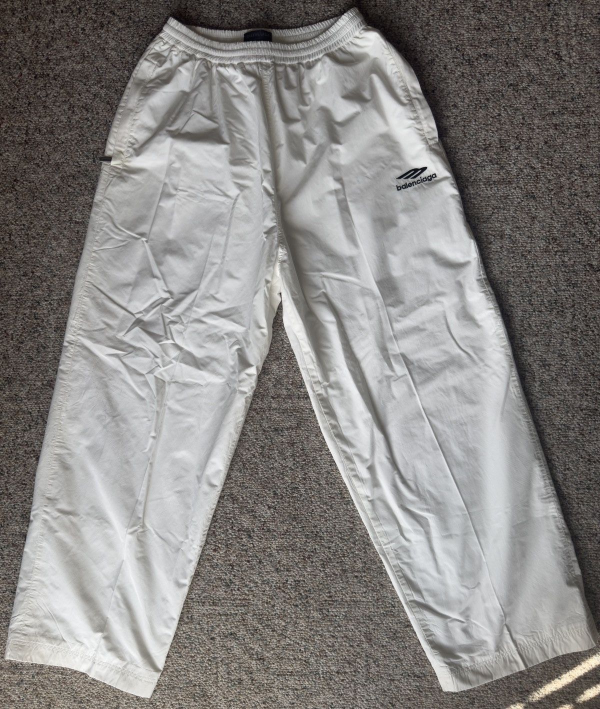 Balenciaga 3B Sports Icon Wide Leg Baggy Trackpants White