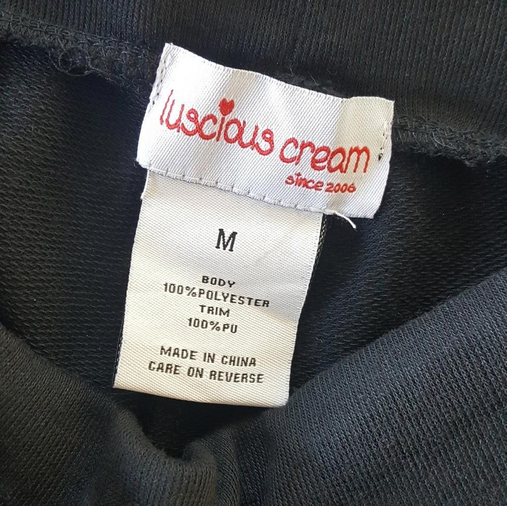 Designer Black Leather Side Luscious Sweats Size 32" / US 10 / IT 46 - 3 Thumbnail